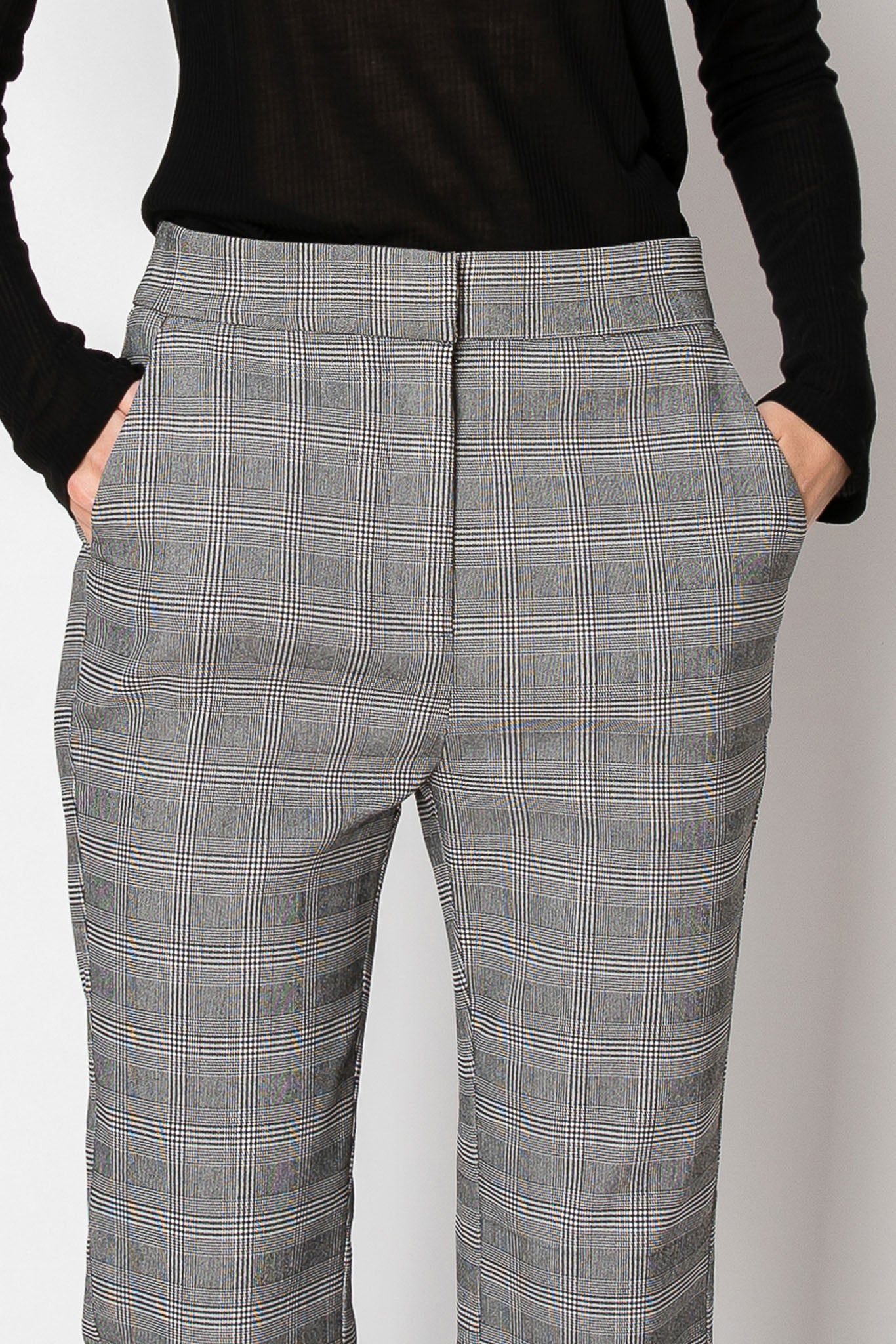 Plaid High Waisted Ankle Length Office Pants