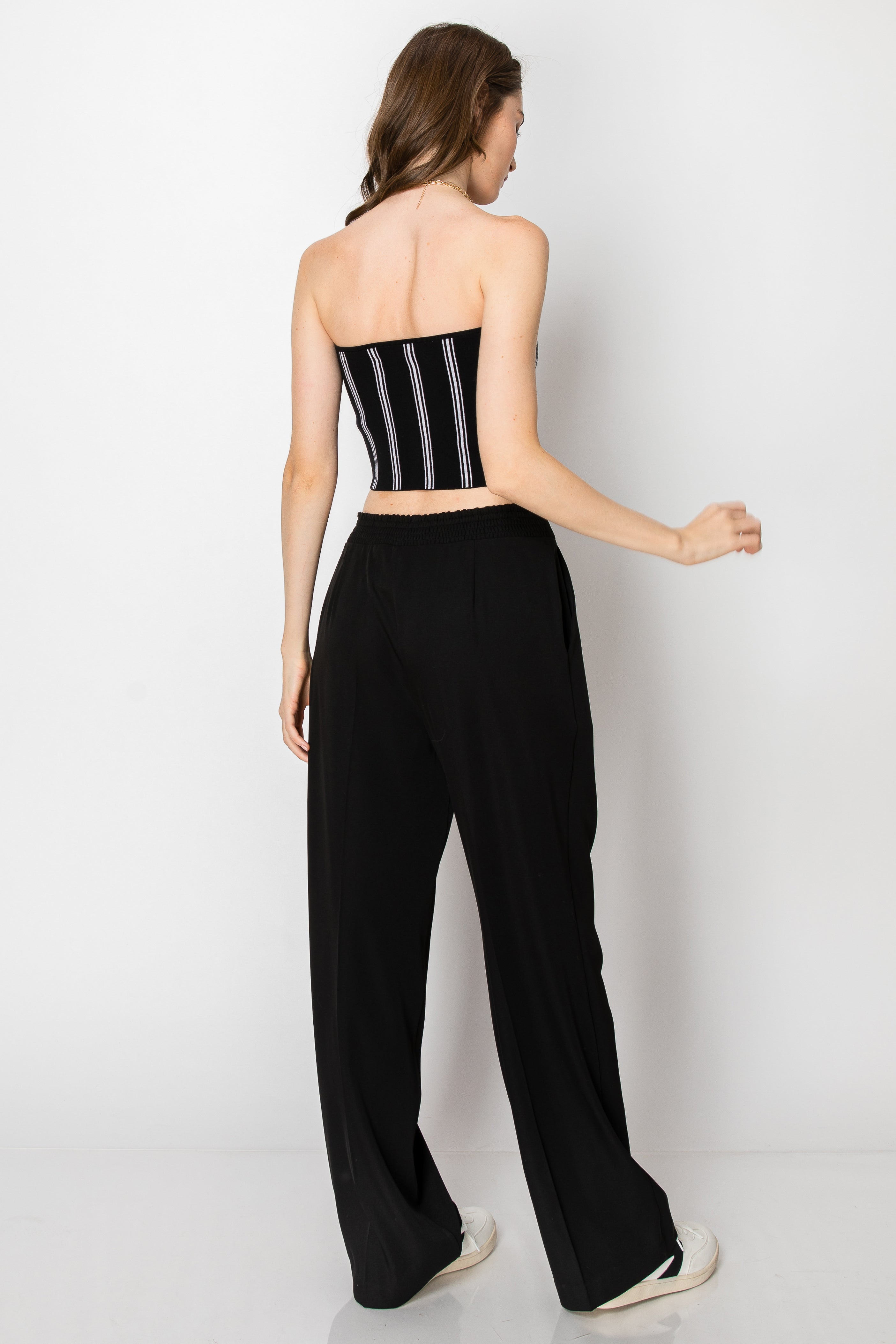 Wide Leg Trousers Smocked Back PANTS