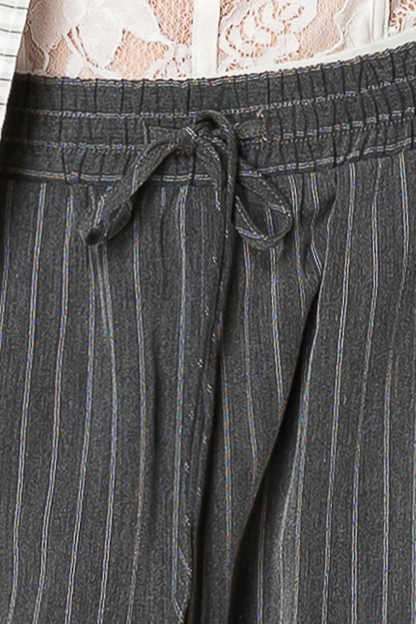 Pinstripe Drawstring Wide Leg Trouser PANTS