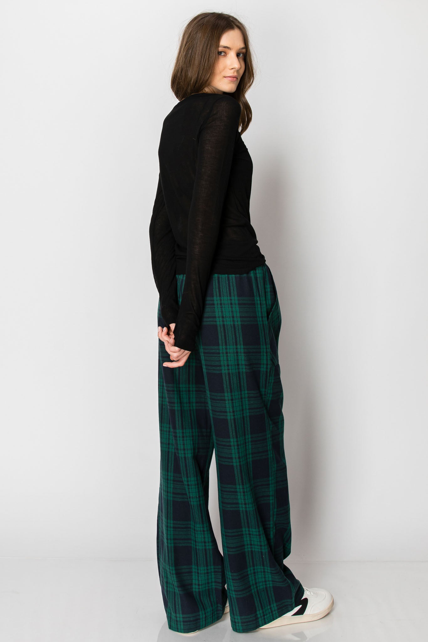 Flannel Plaid Draw String PANTS with Pockets