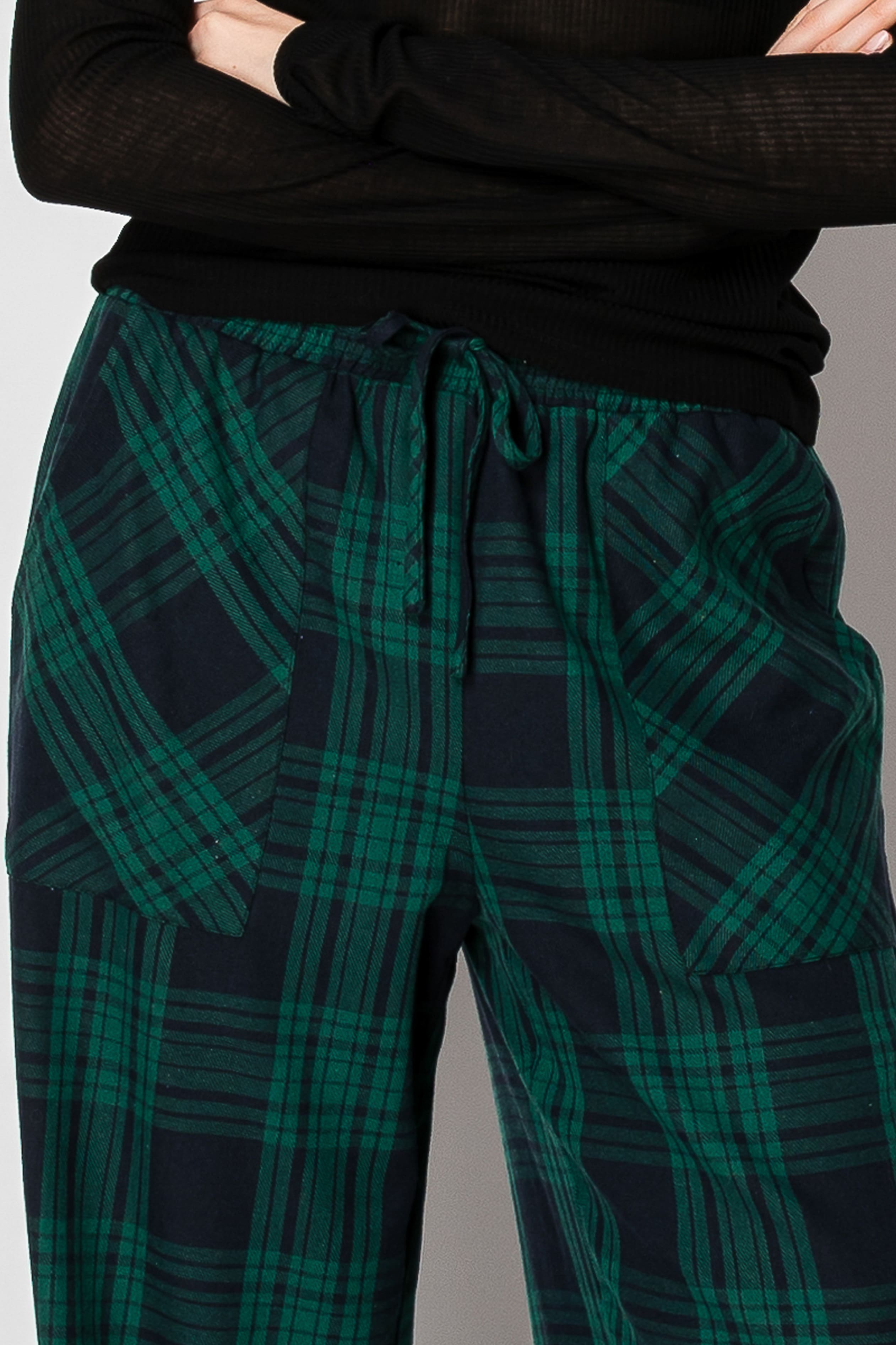 Flannel Plaid Draw String PANTS with Pockets