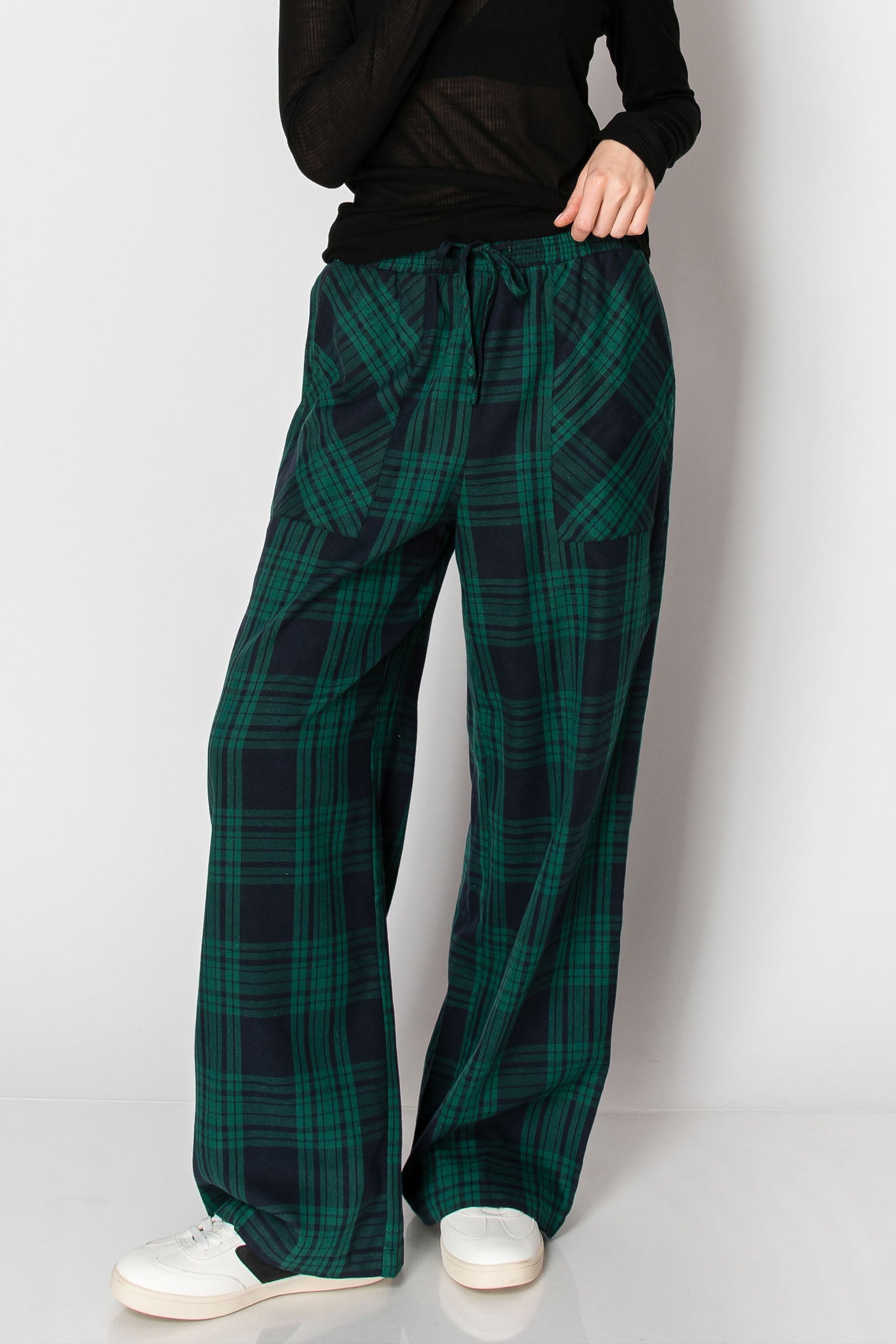 Flannel Plaid Draw String PANTS with Pockets