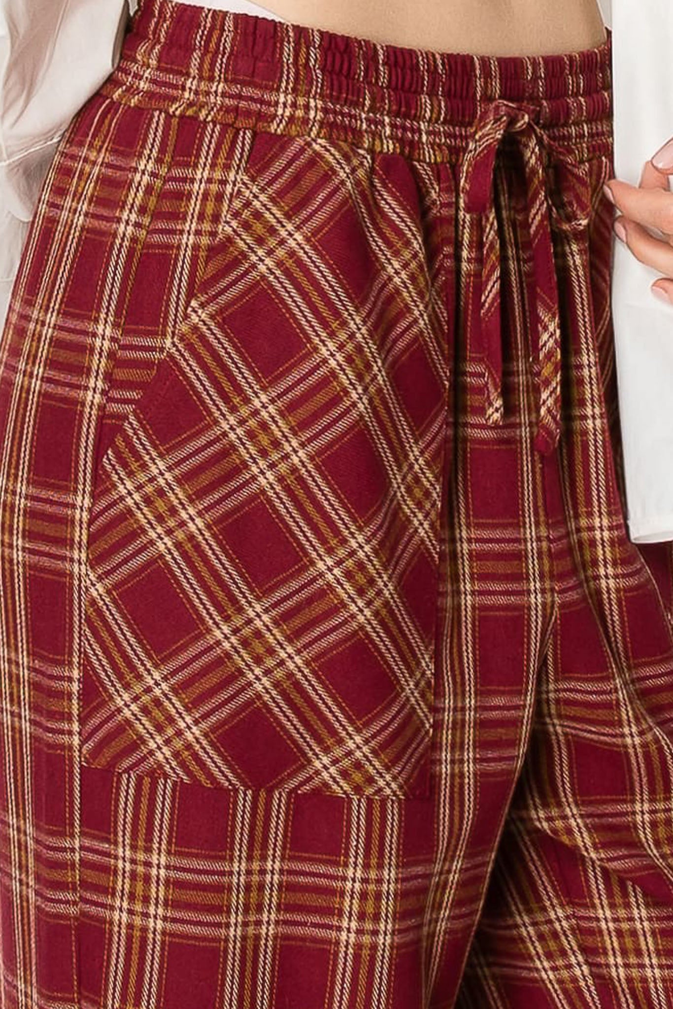 Flannel Plaid Draw String PANTS with Pockets
