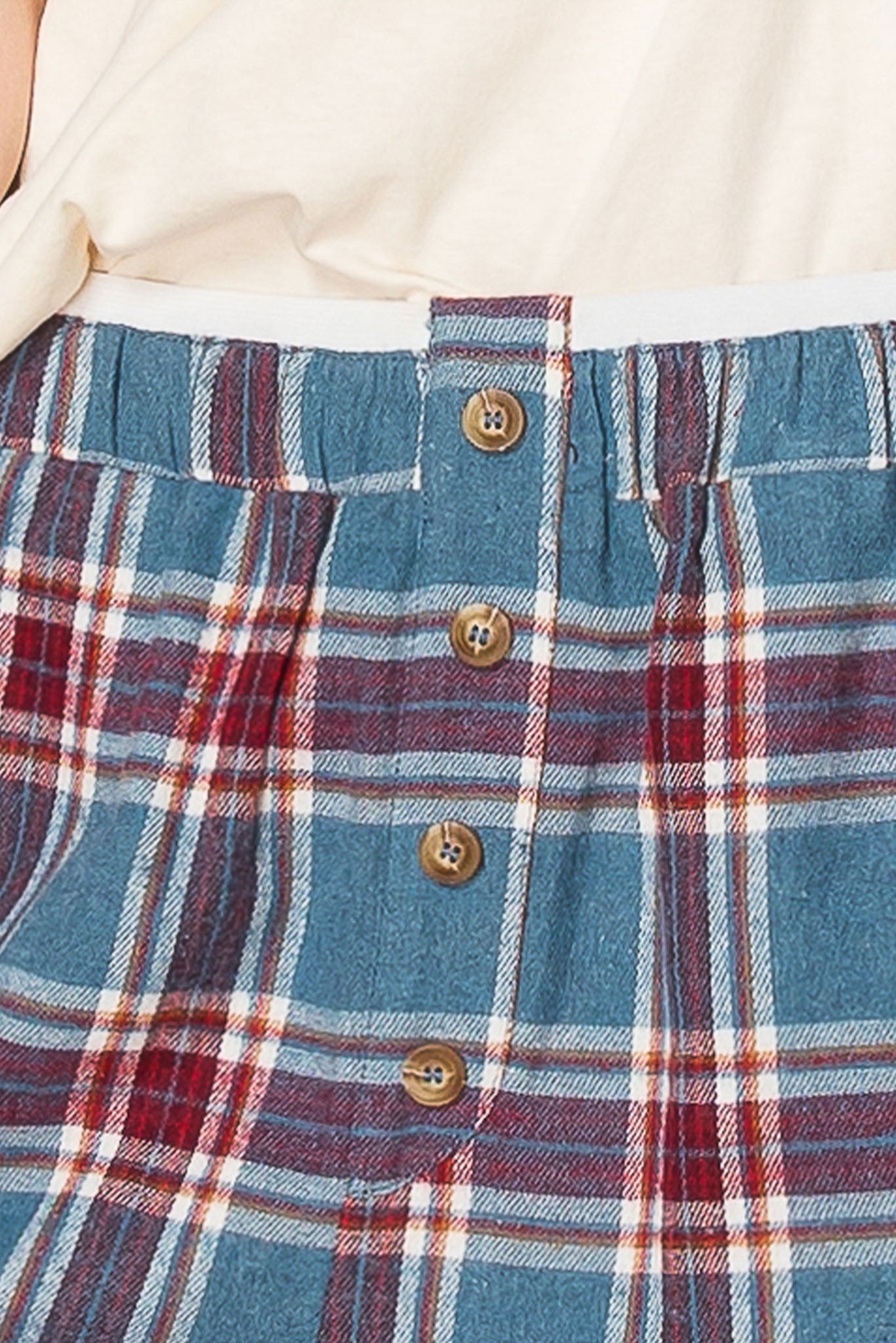 PLAID PAJAMA BOXER WIDE LEG LOUNGE PANTS