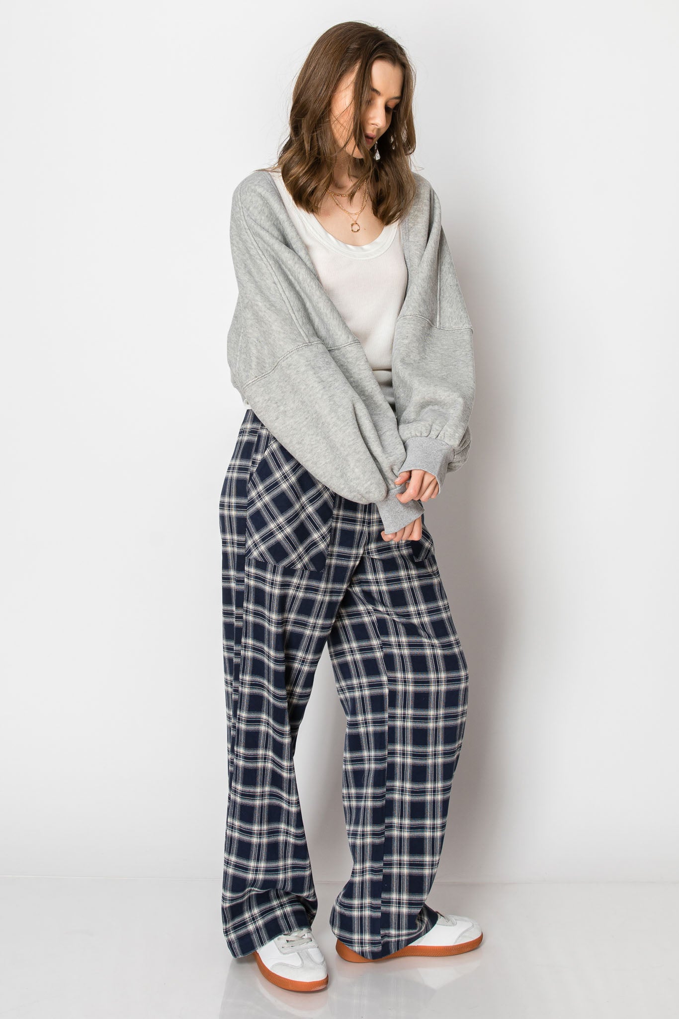 Plaid Drawstring PANTS with Pockets