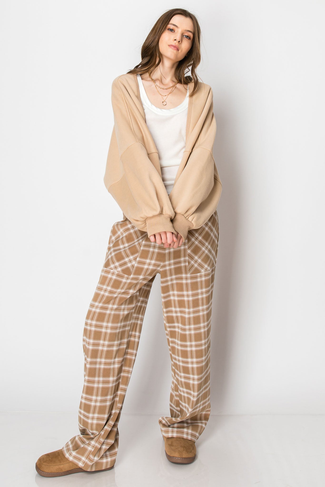 Plaid Drawstring PANTS with Pockets
