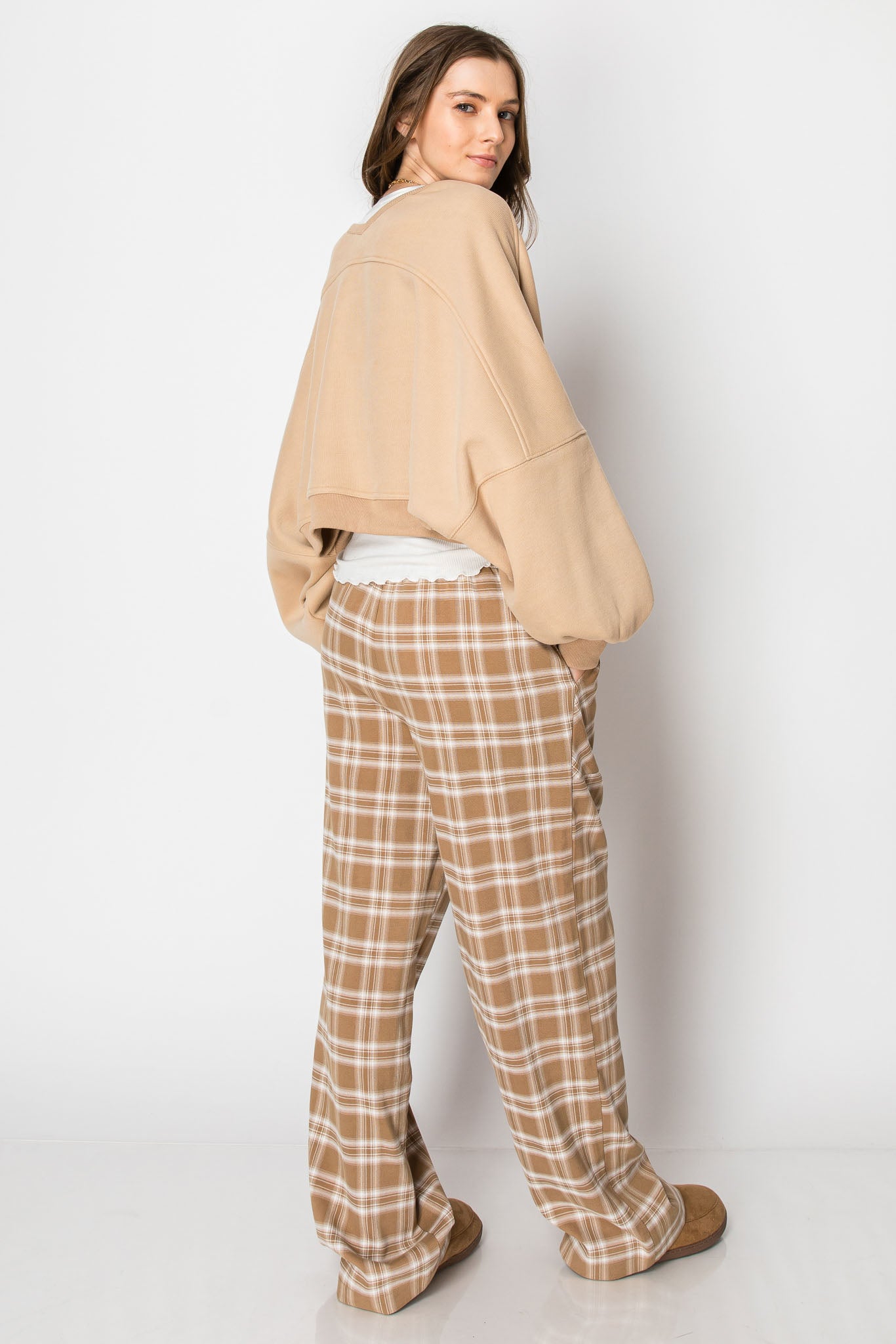 Plaid Drawstring PANTS with Pockets