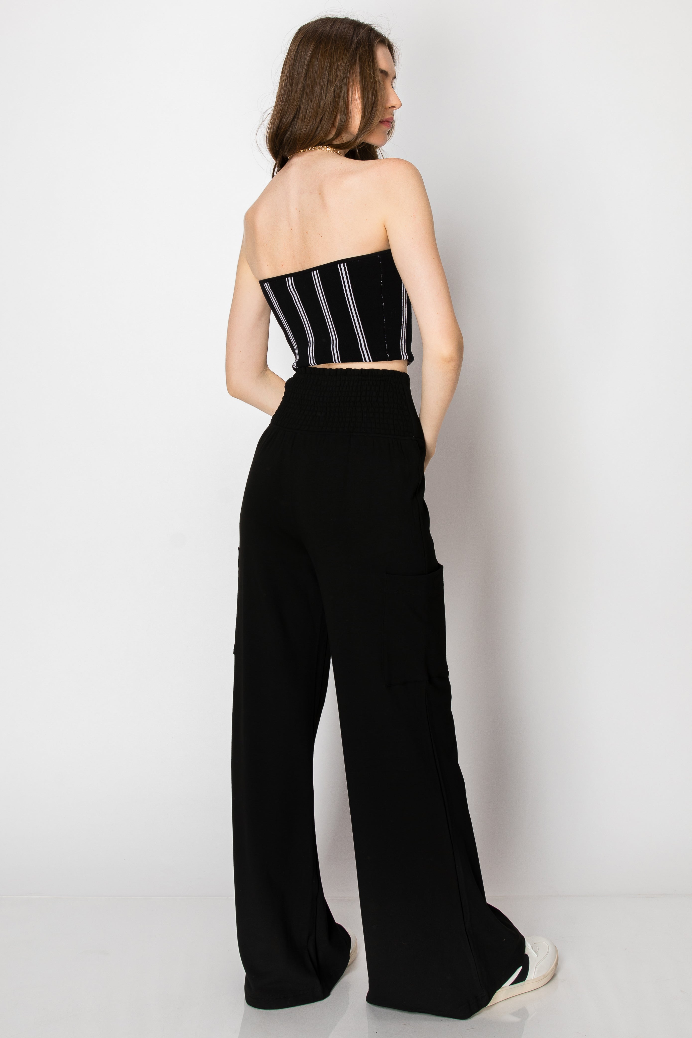 Wide Band Heavy Jersey Flare PANTS with Pockets