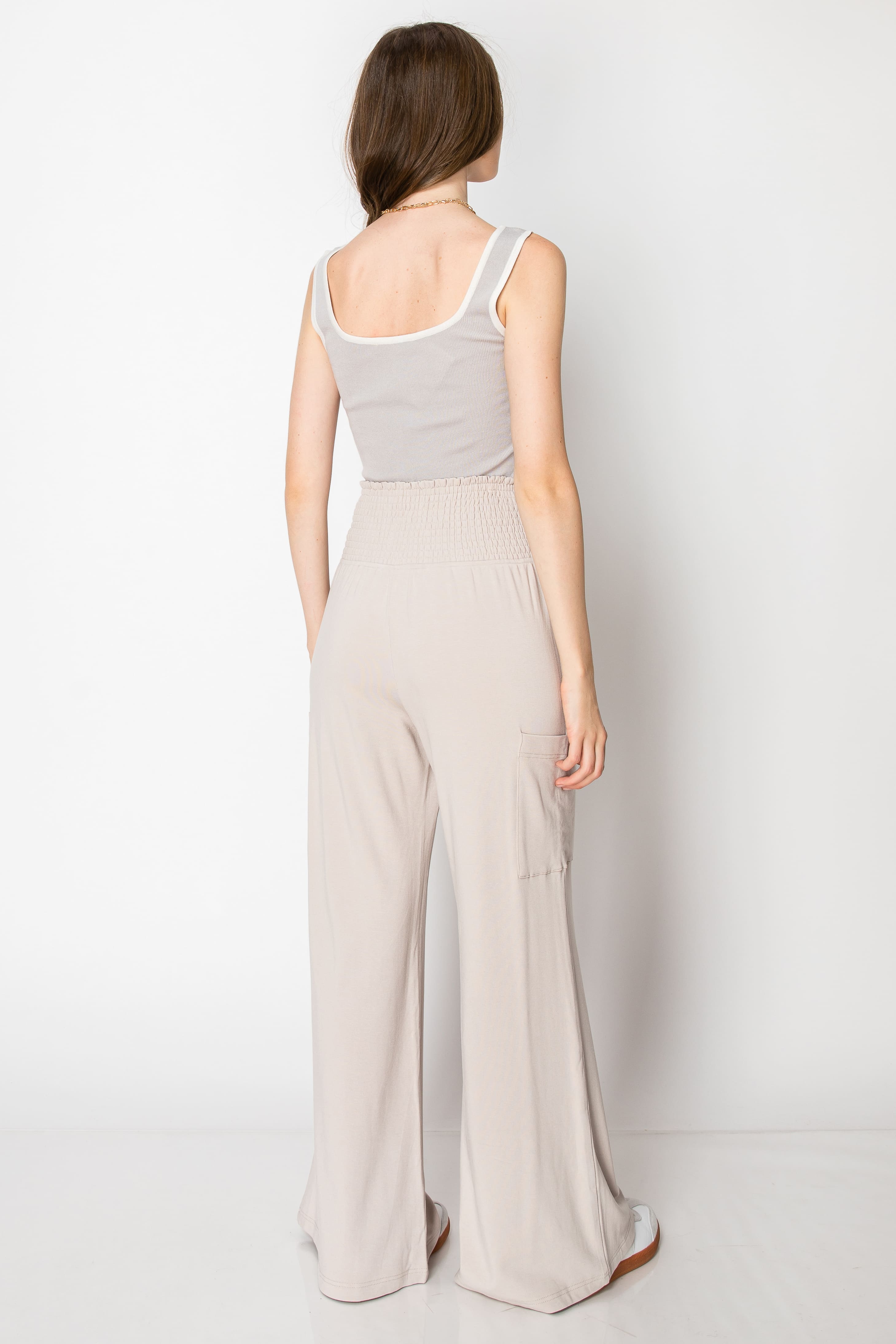 Wide Band Heavy Jersey Flare PANTS with Pockets