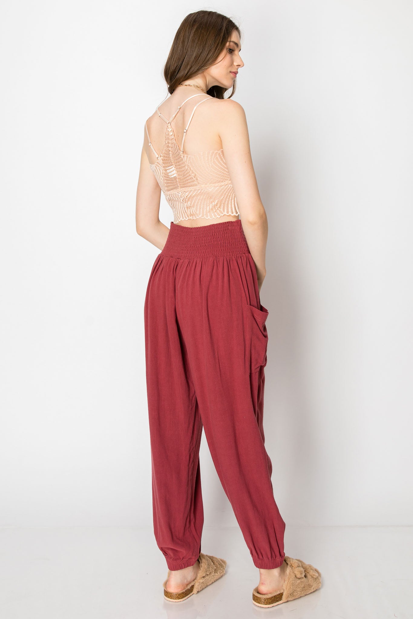 Smocked Waistband Heavy Linen Harlem PANTS