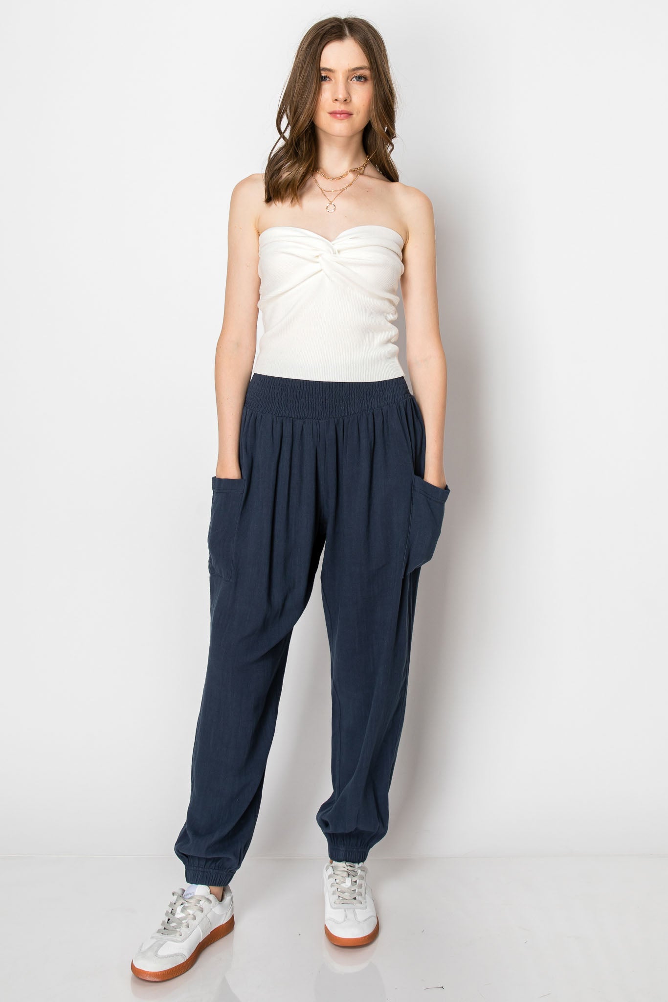 Smocked Waistband Heavy Linen Harlem PANTS