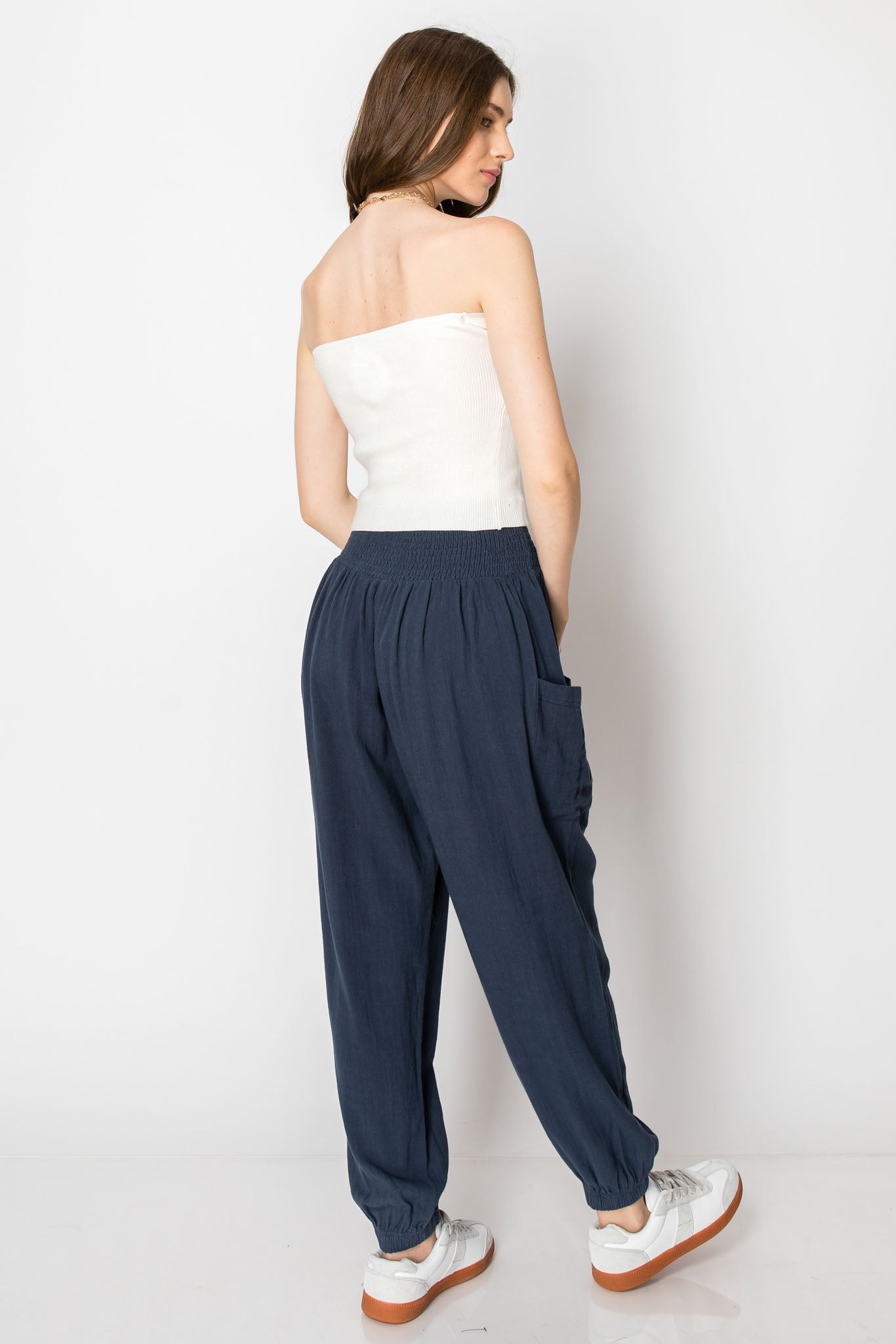 Smocked Waistband Heavy Linen Harlem PANTS