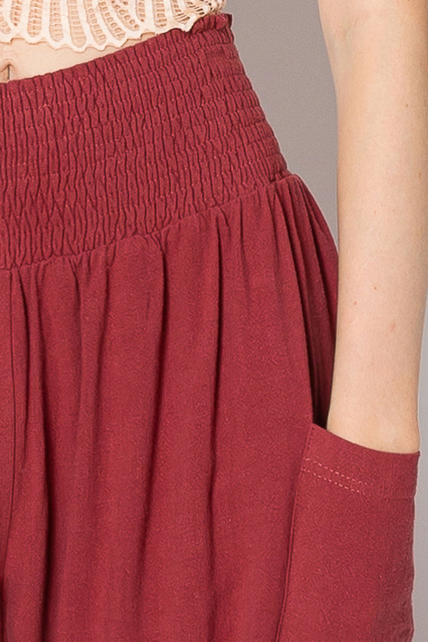 Smocked Waistband Heavy Linen Harlem PANTS