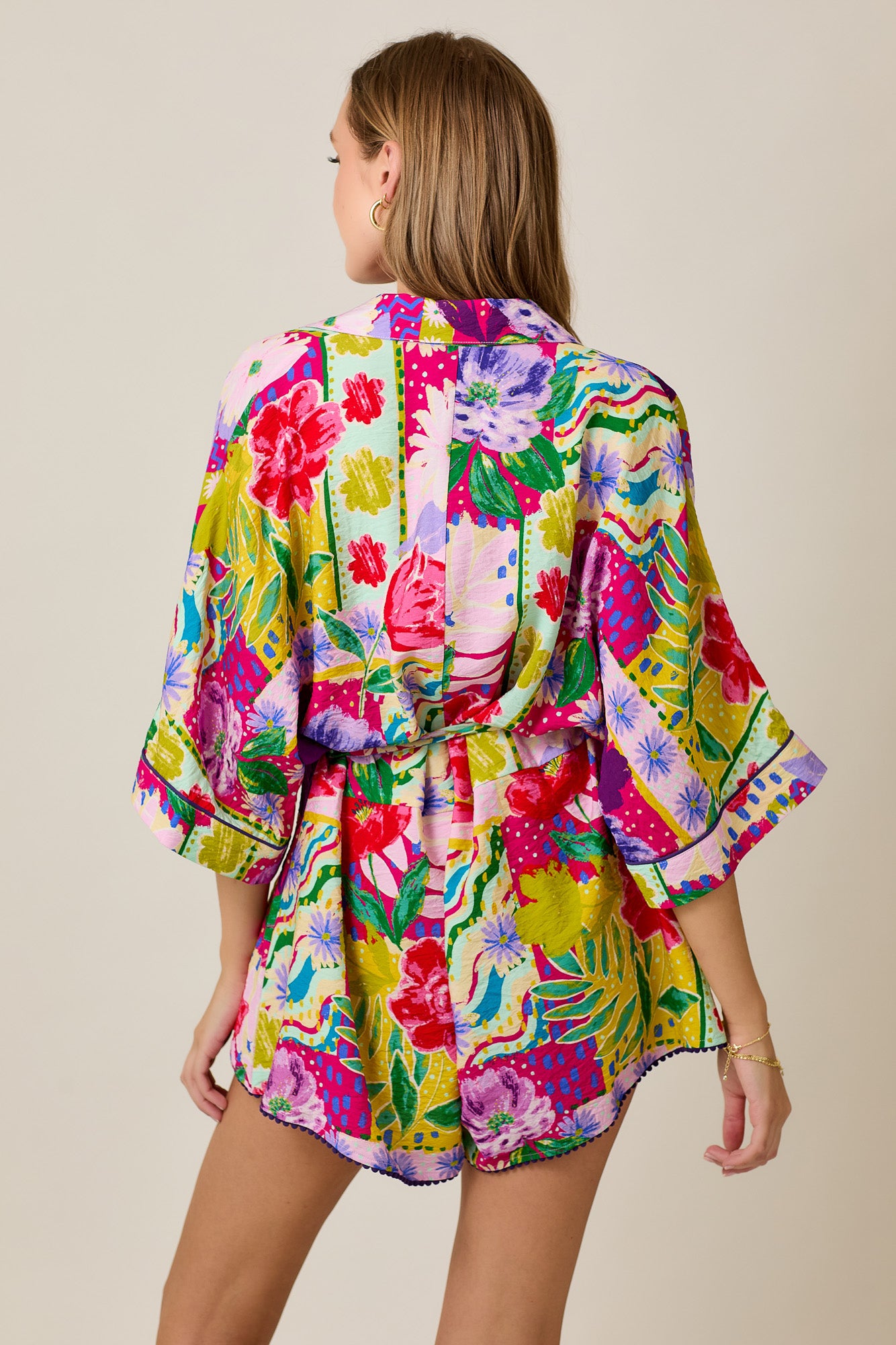 Floral 2-Piece Summer Set with Pom-Pom Trim Detail