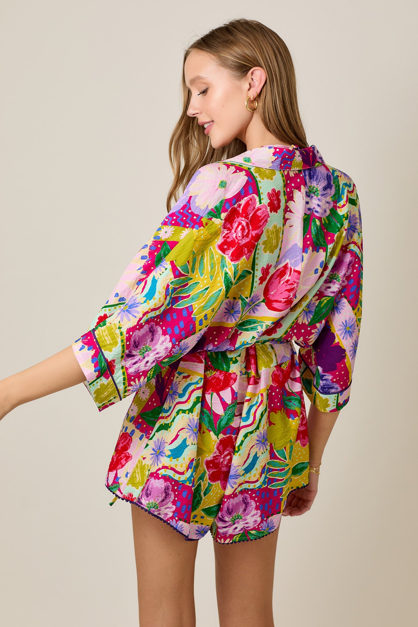Floral 2-Piece Summer Set with Pom-Pom Trim Detail