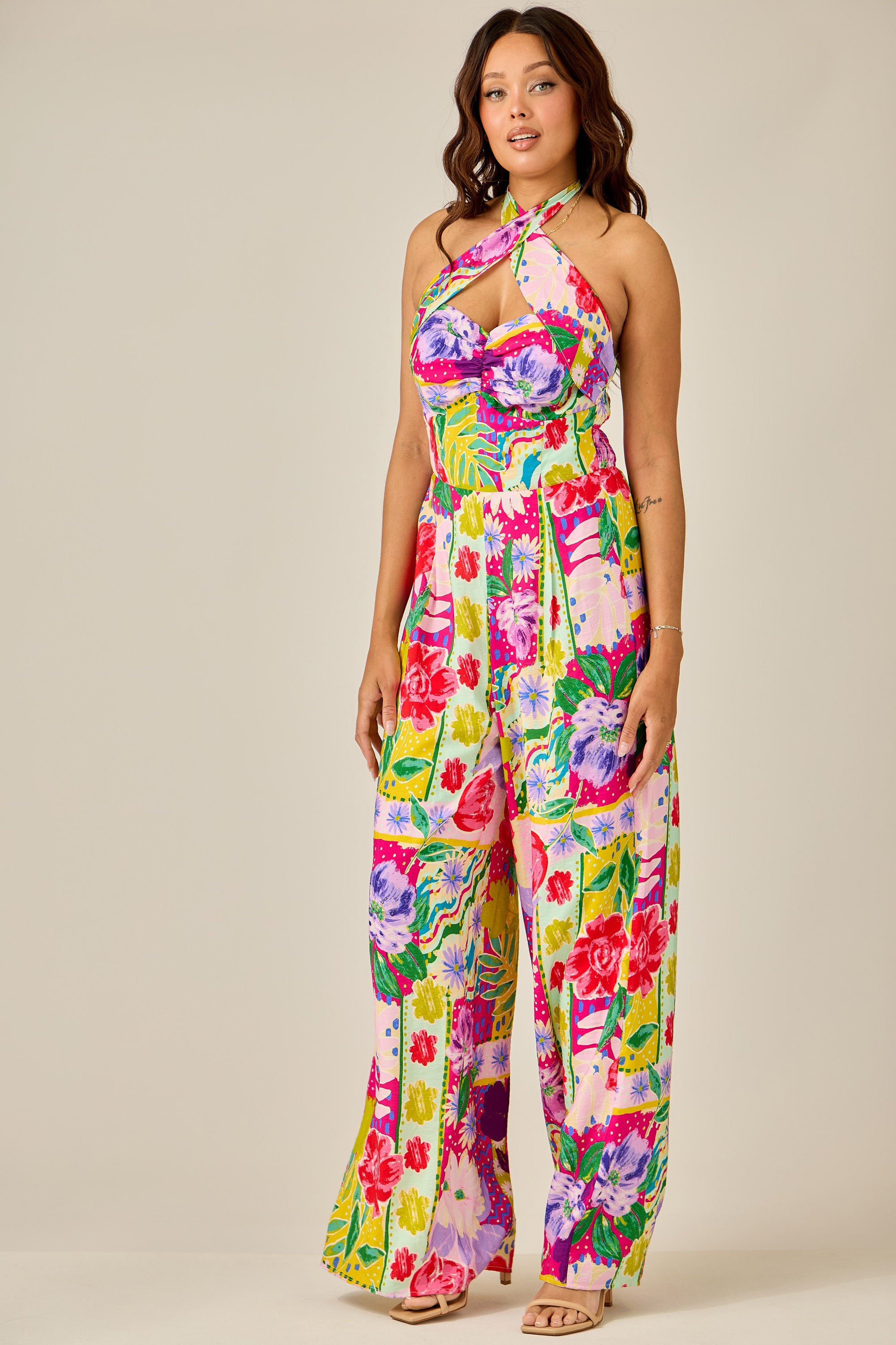 Sunset Palms Cutout Jumpsuit