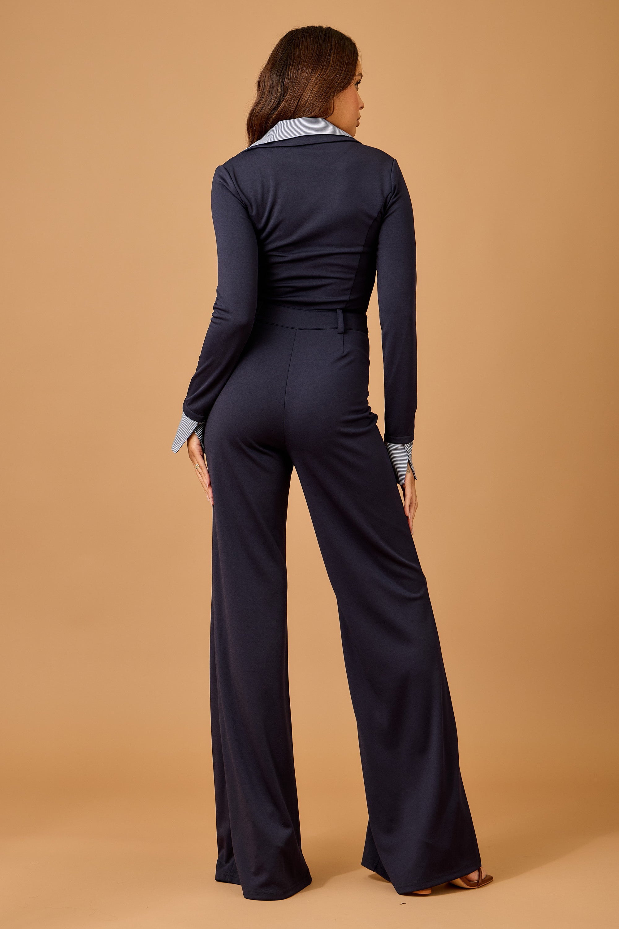 Fall Polished navy stretch jumpsuit