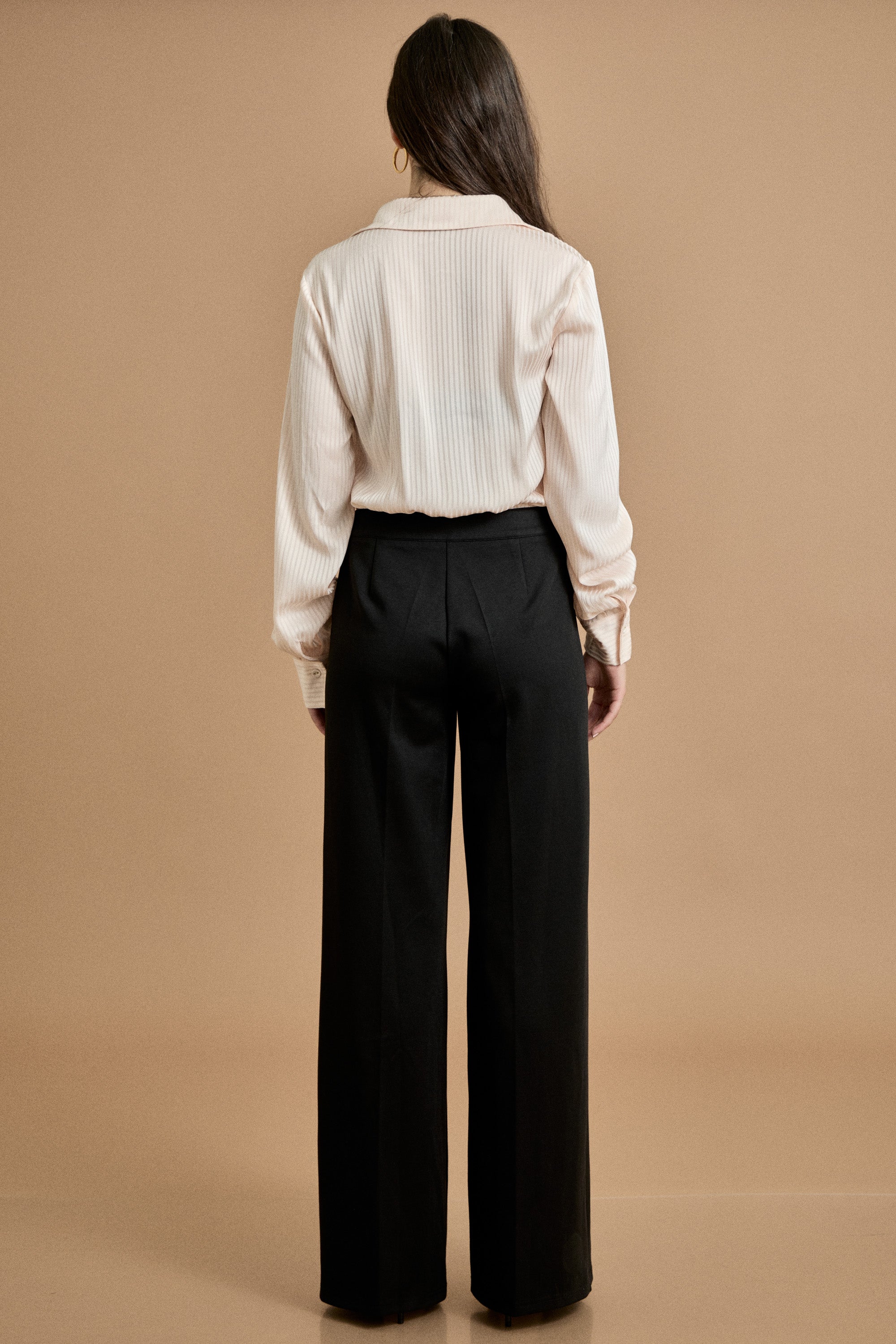 Fall Pleated Button Down Wide Leg Jumpsuit