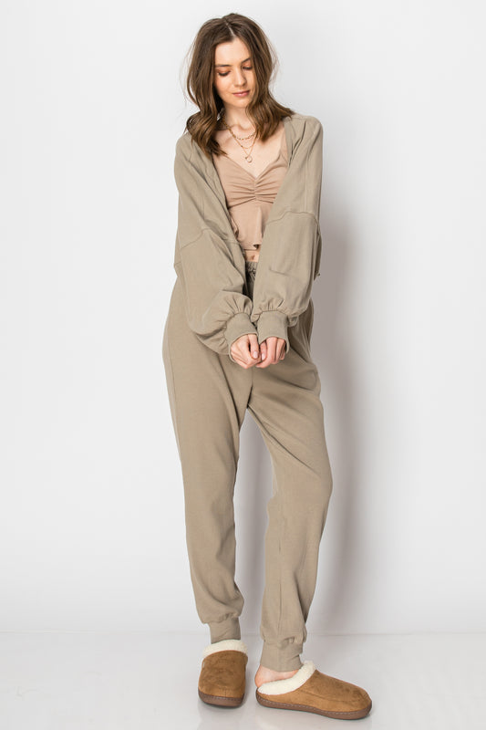 BOLERO SHRUG LONG SLEEVE CARDIGAN JOGGER PANTS SET