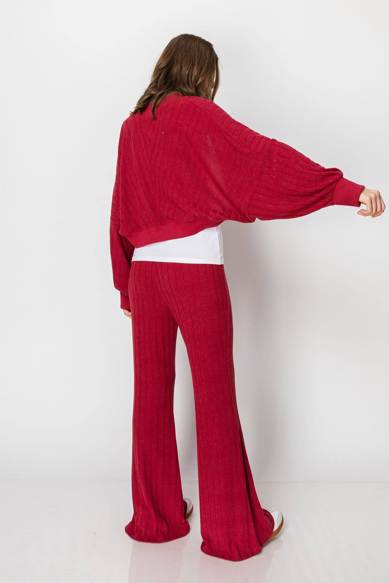 Heavy Textured Rib Shrug Cardigan PANT SET
