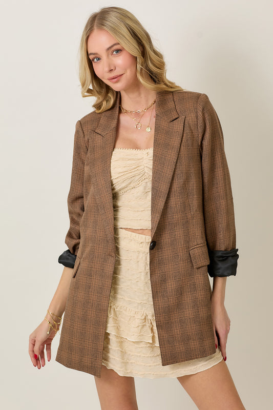 LIGHT WEIGHT PLAID BLAZER