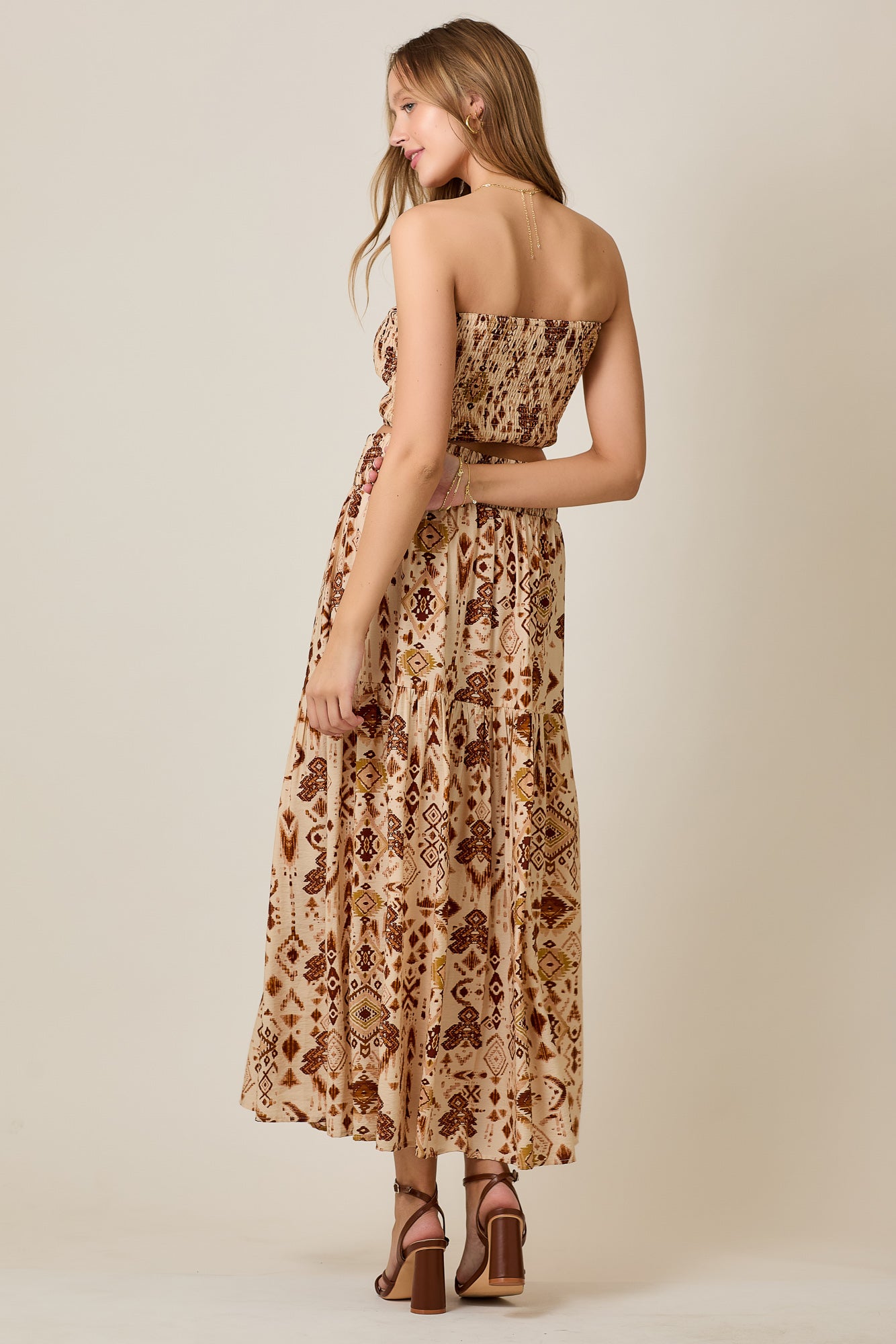 Boho Tube Top & Button Maxi Skirt 2-Piece Summer Set