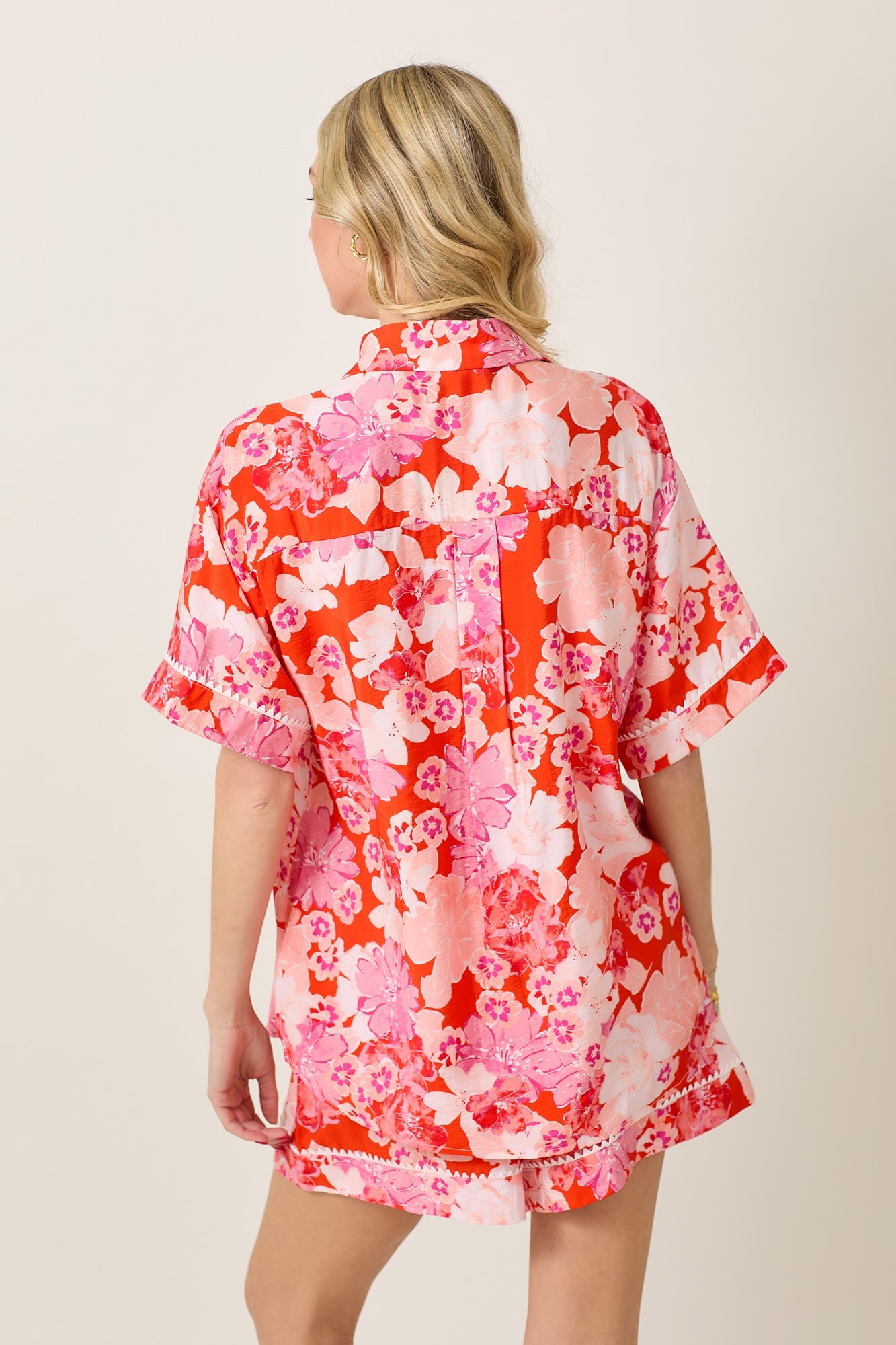 Summer Floral Short Sleeve Top & Shorts Set