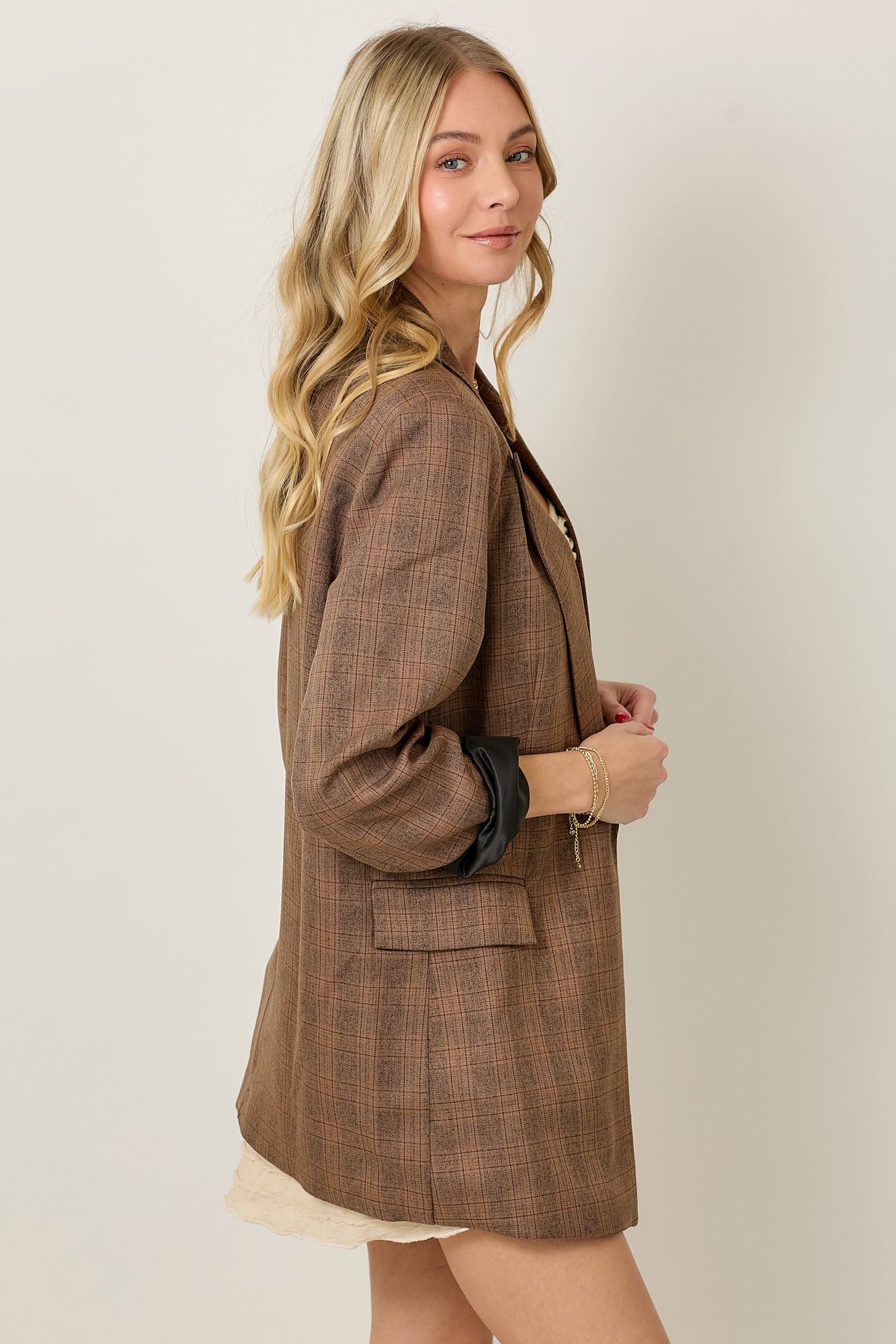 Fall Light Weight Plaid Blazer