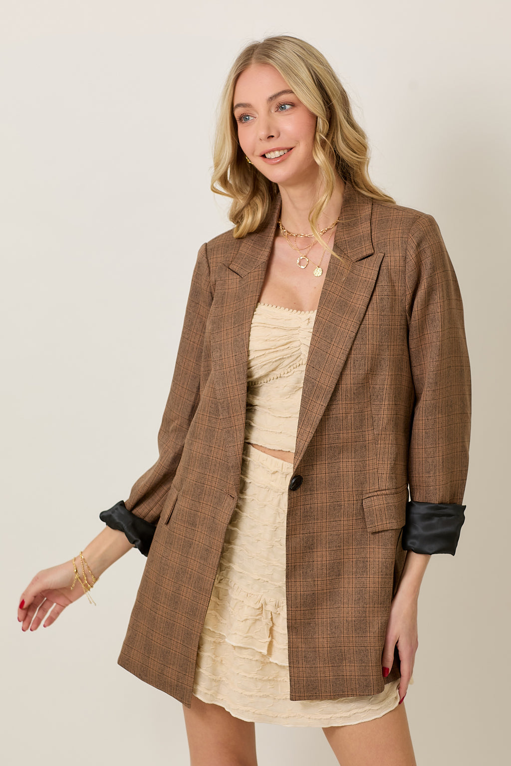 Fall Light Weight Plaid Blazer
