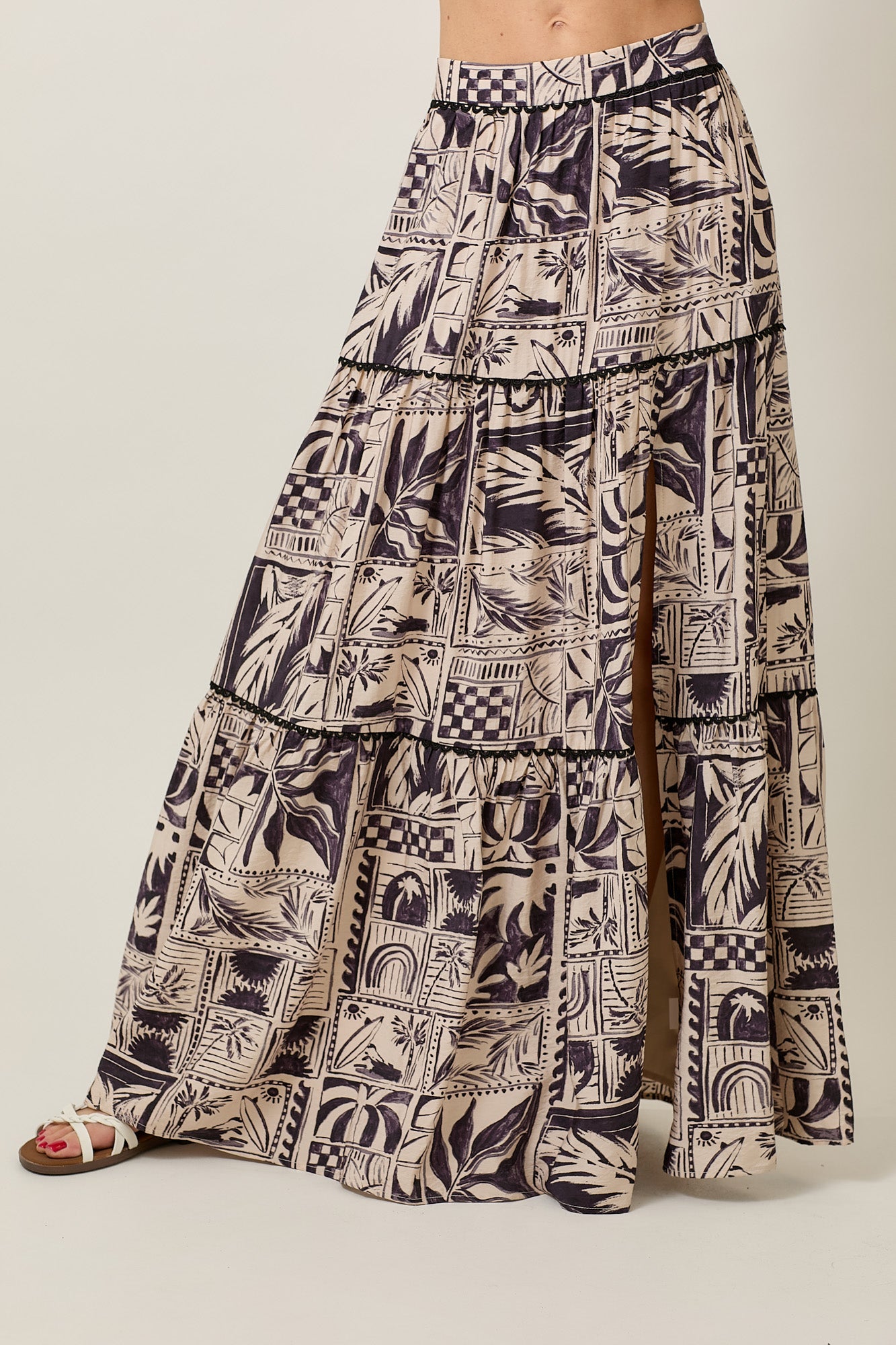 Tribal Print Summer Set with Cami Ruched Top & Tiered Skirt