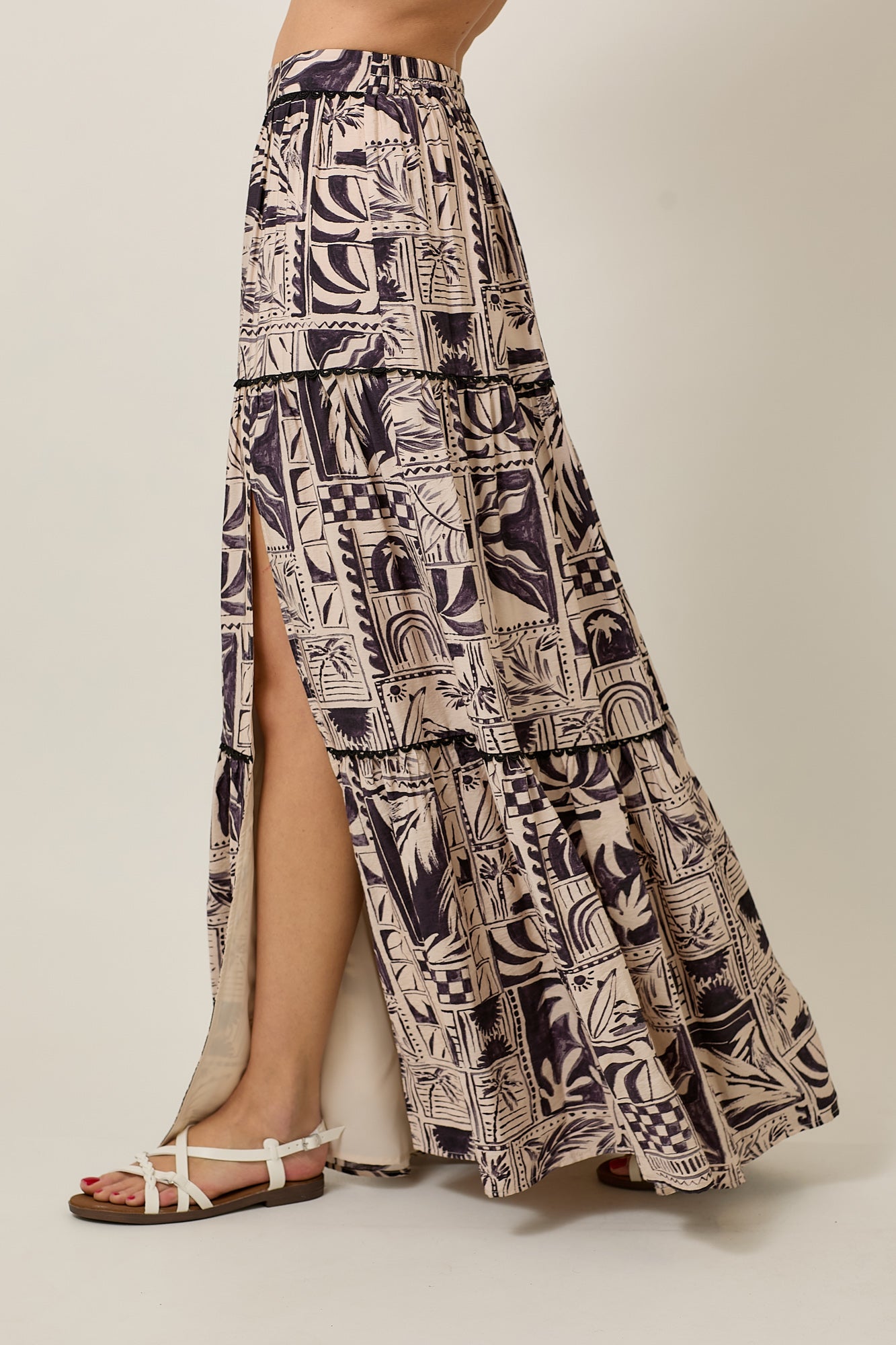 Tribal Print Summer Set with Cami Ruched Top & Tiered Skirt