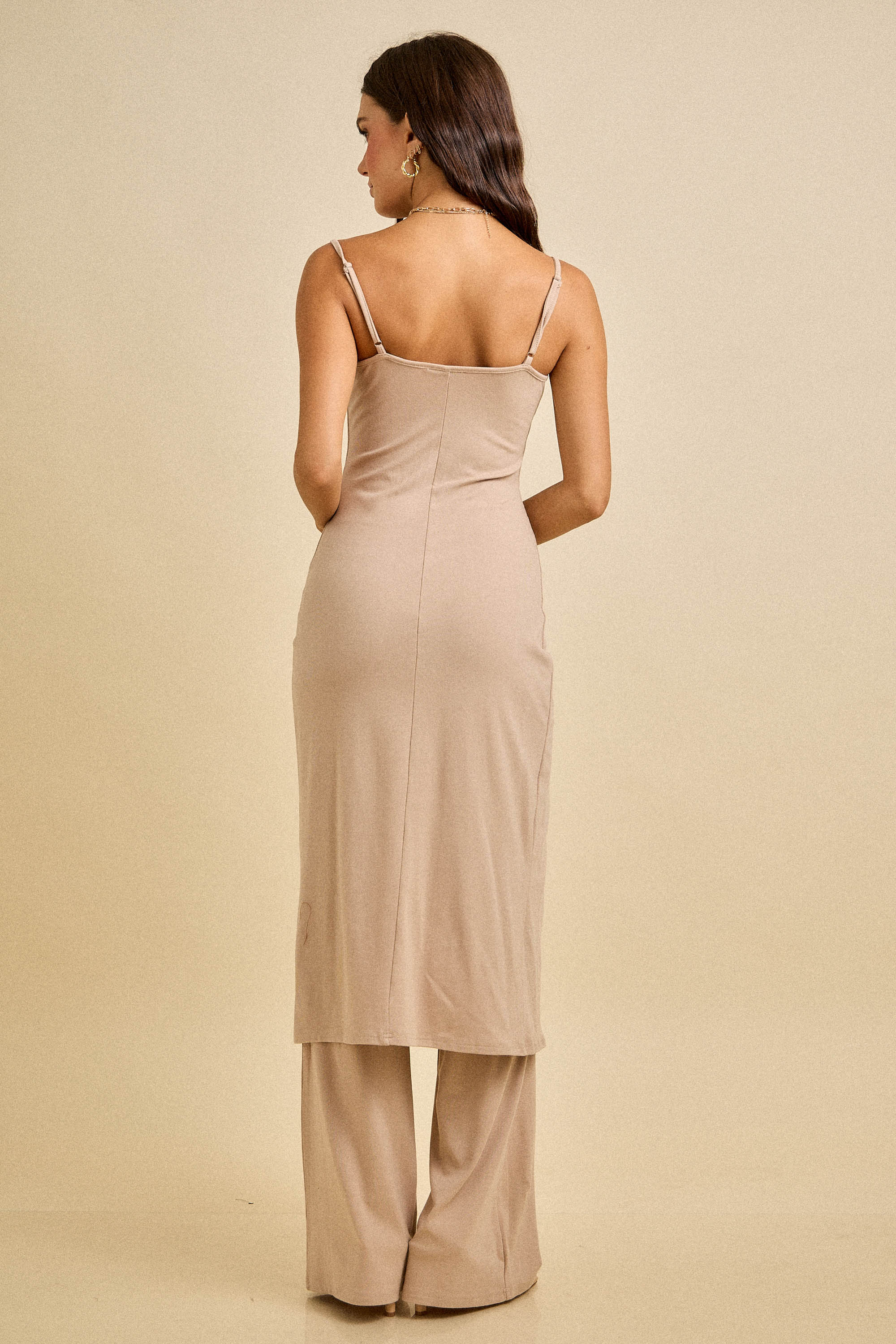 Spring Button-Front Cami Maxi Top & Pants Set