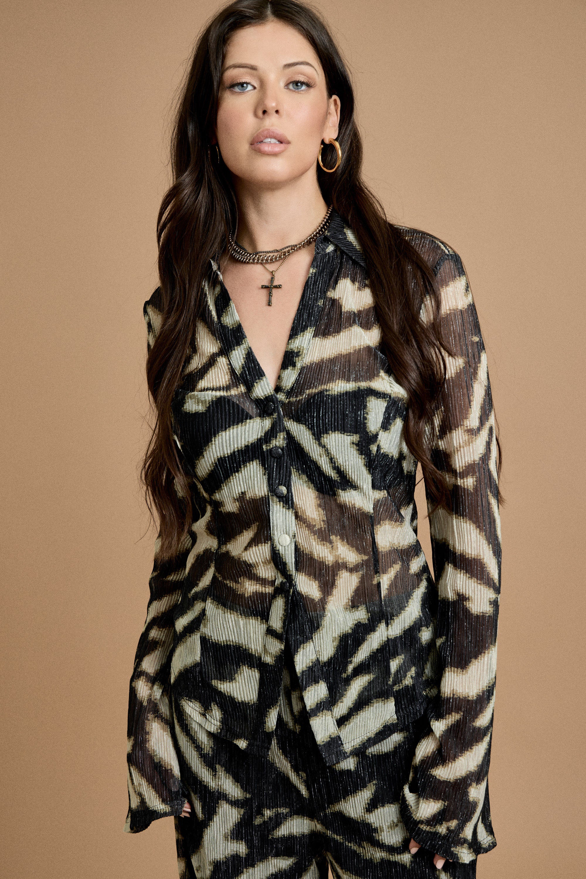 Fall Button Down Wide Leg Set