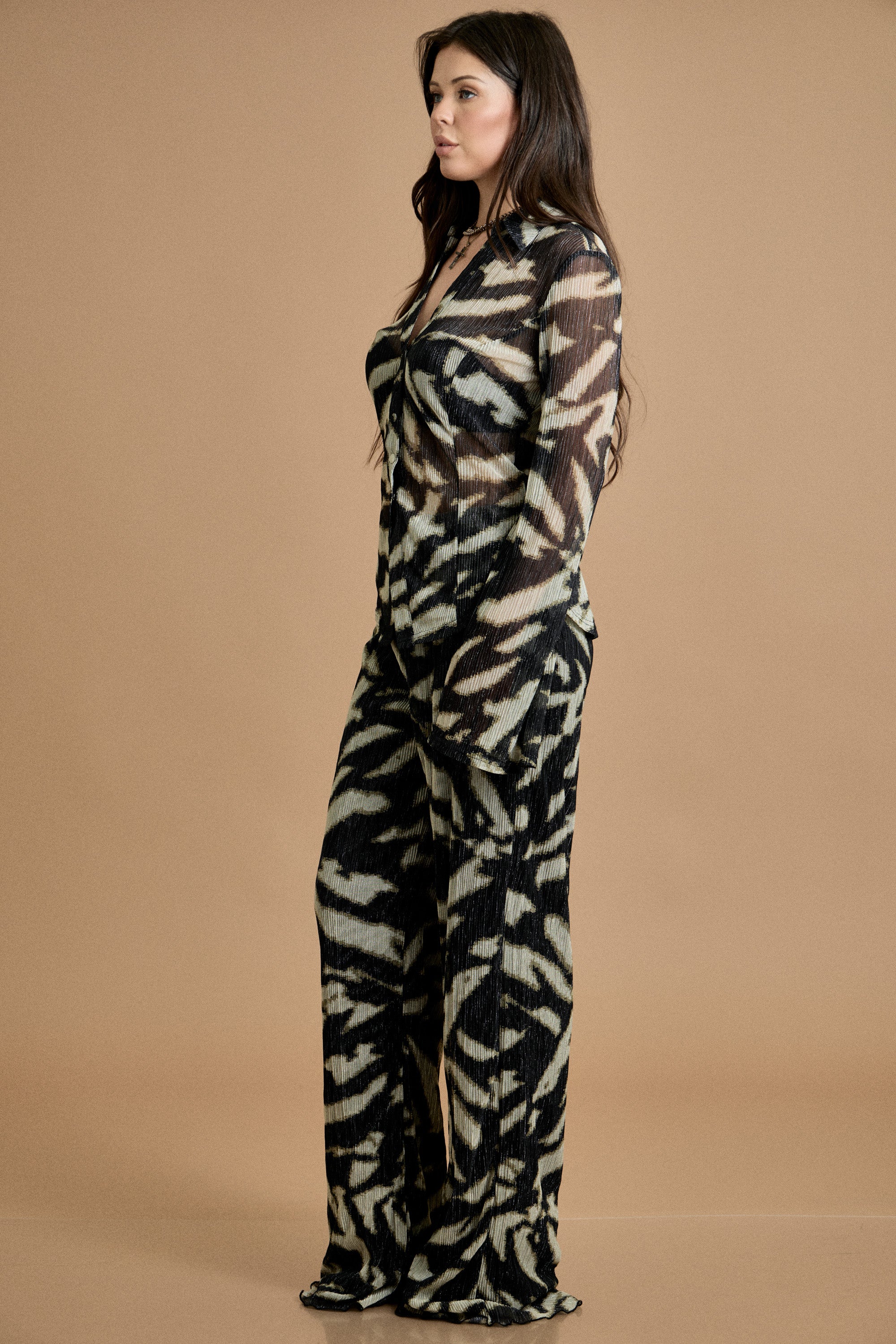 Fall Button Down Wide Leg Set