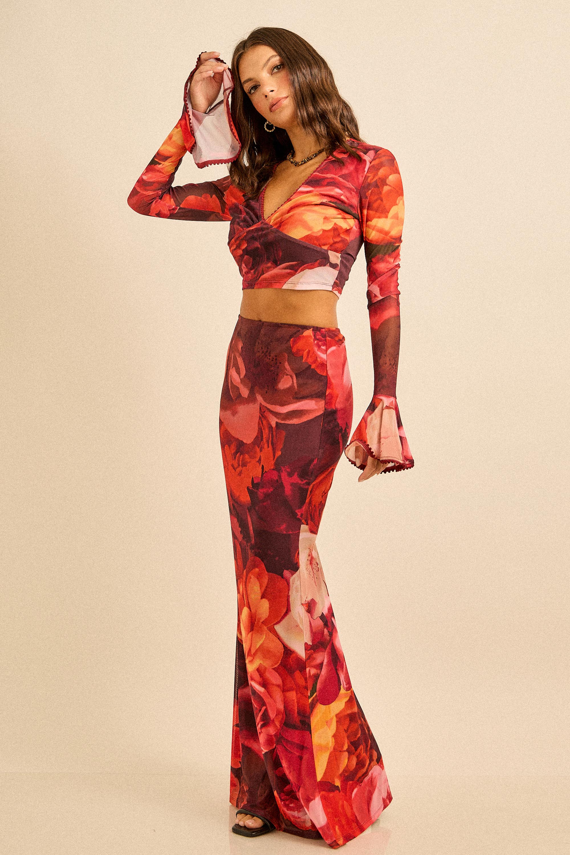 Spring Floral Mesh Maxi Set