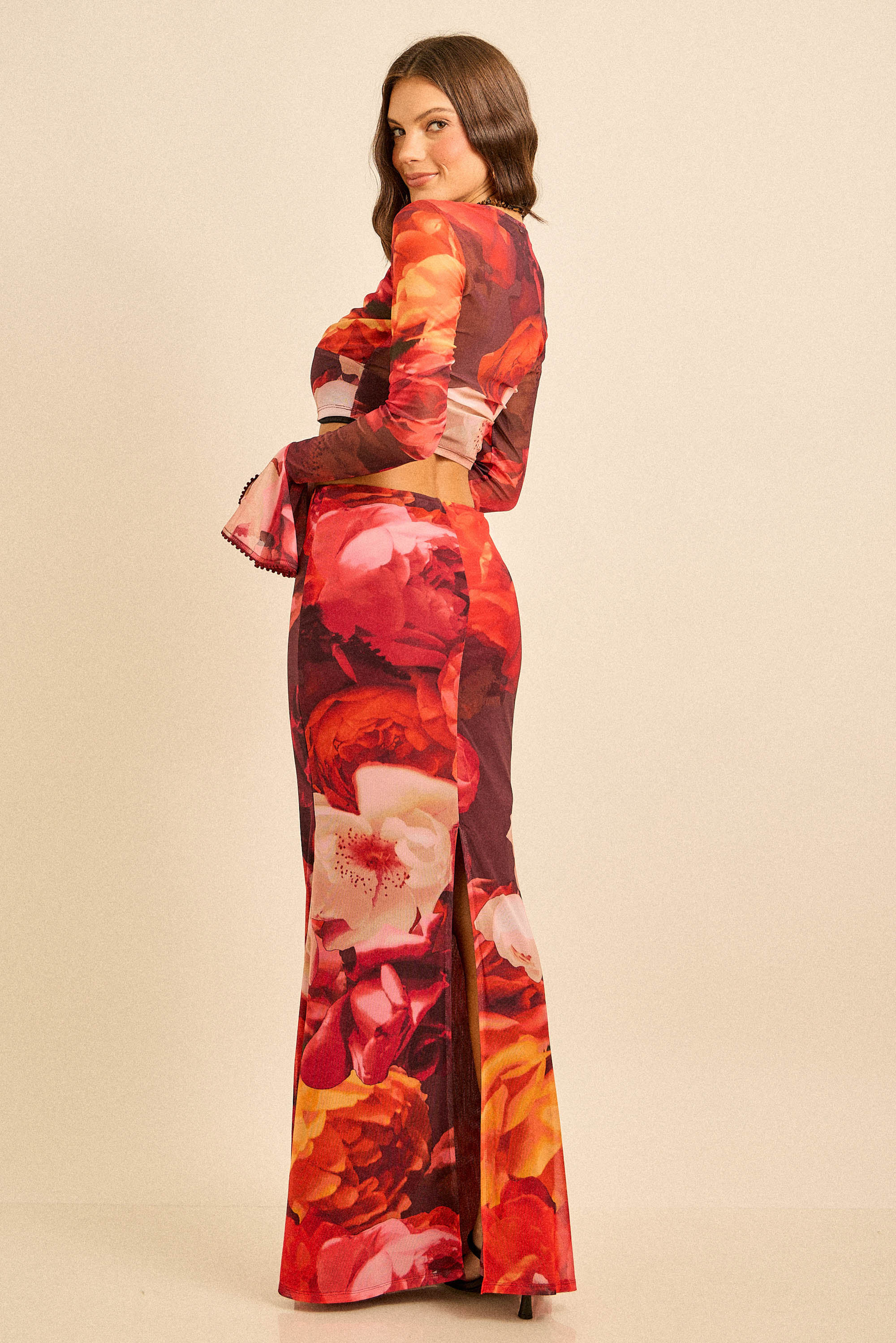 Spring Floral Mesh Maxi Set