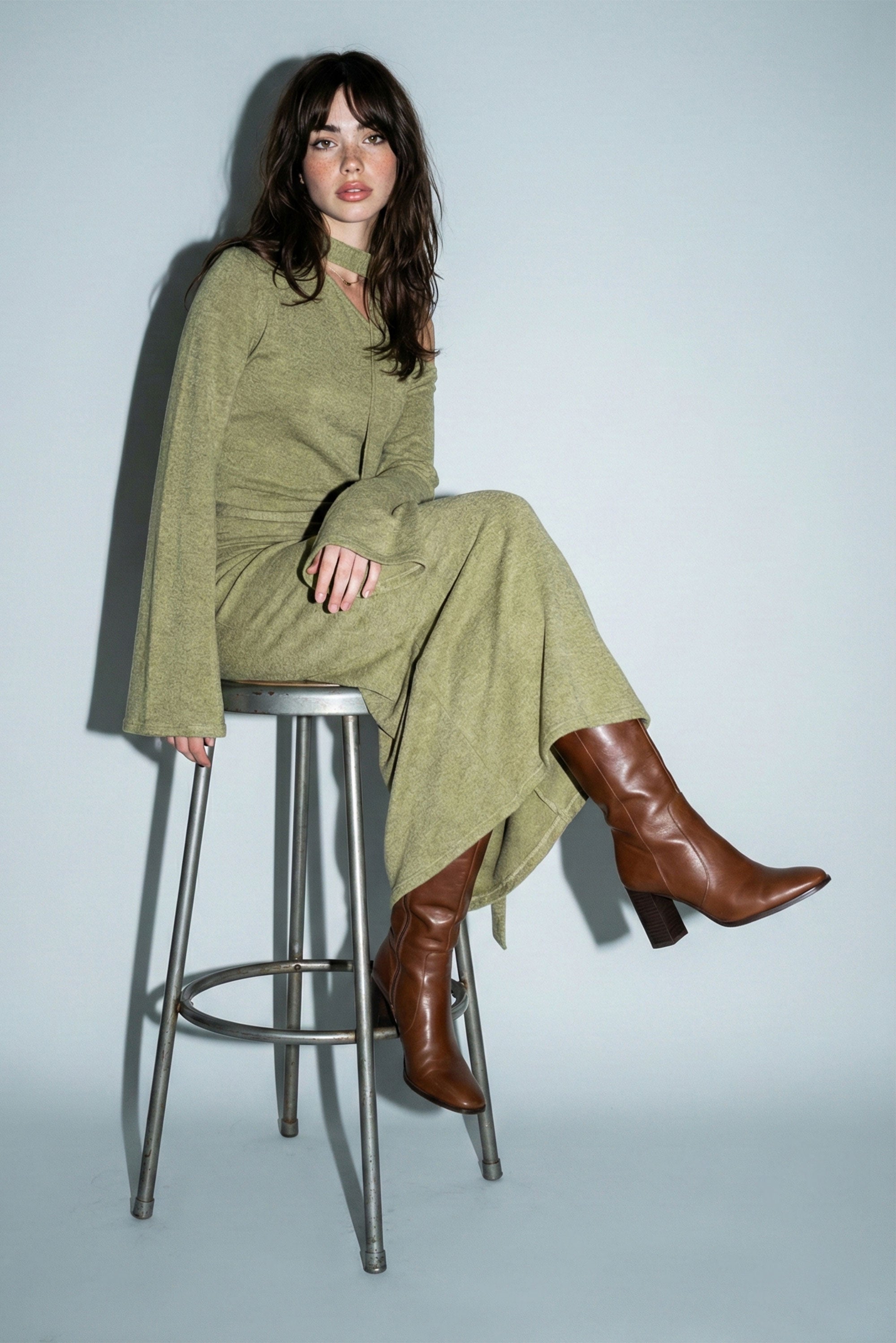 Choker-Neck Flare Sleeve Co-ord Set