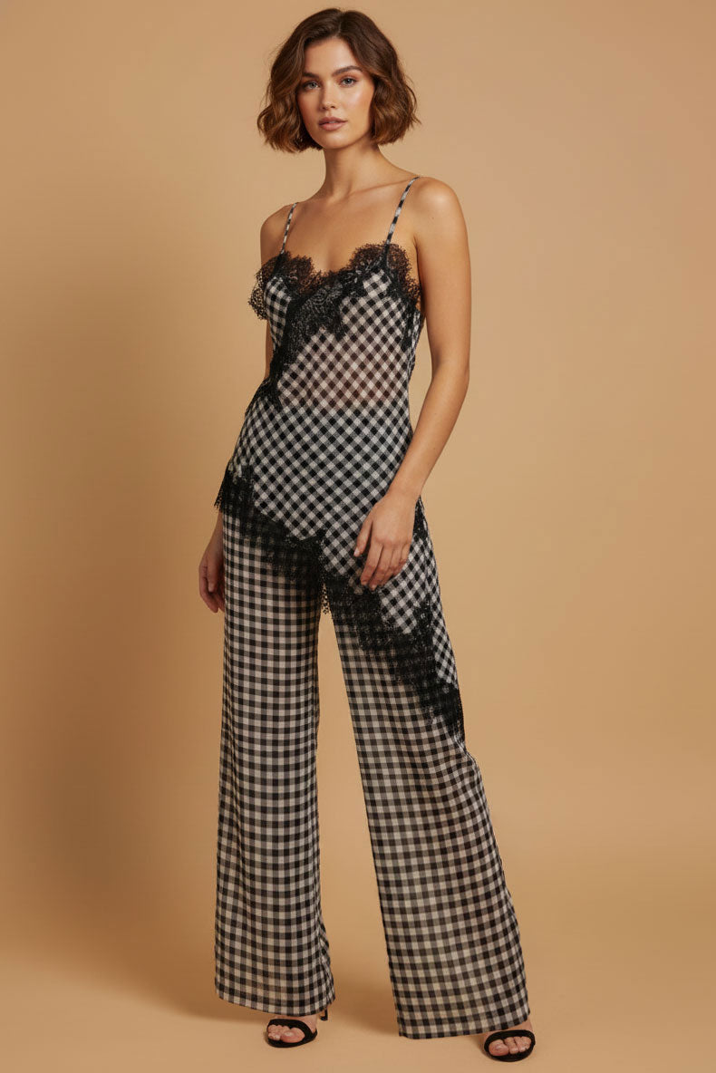 Spring Gingham Lace Trim Set