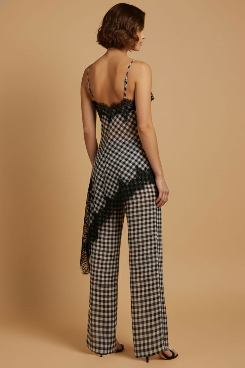 Spring Gingham Lace Trim Set