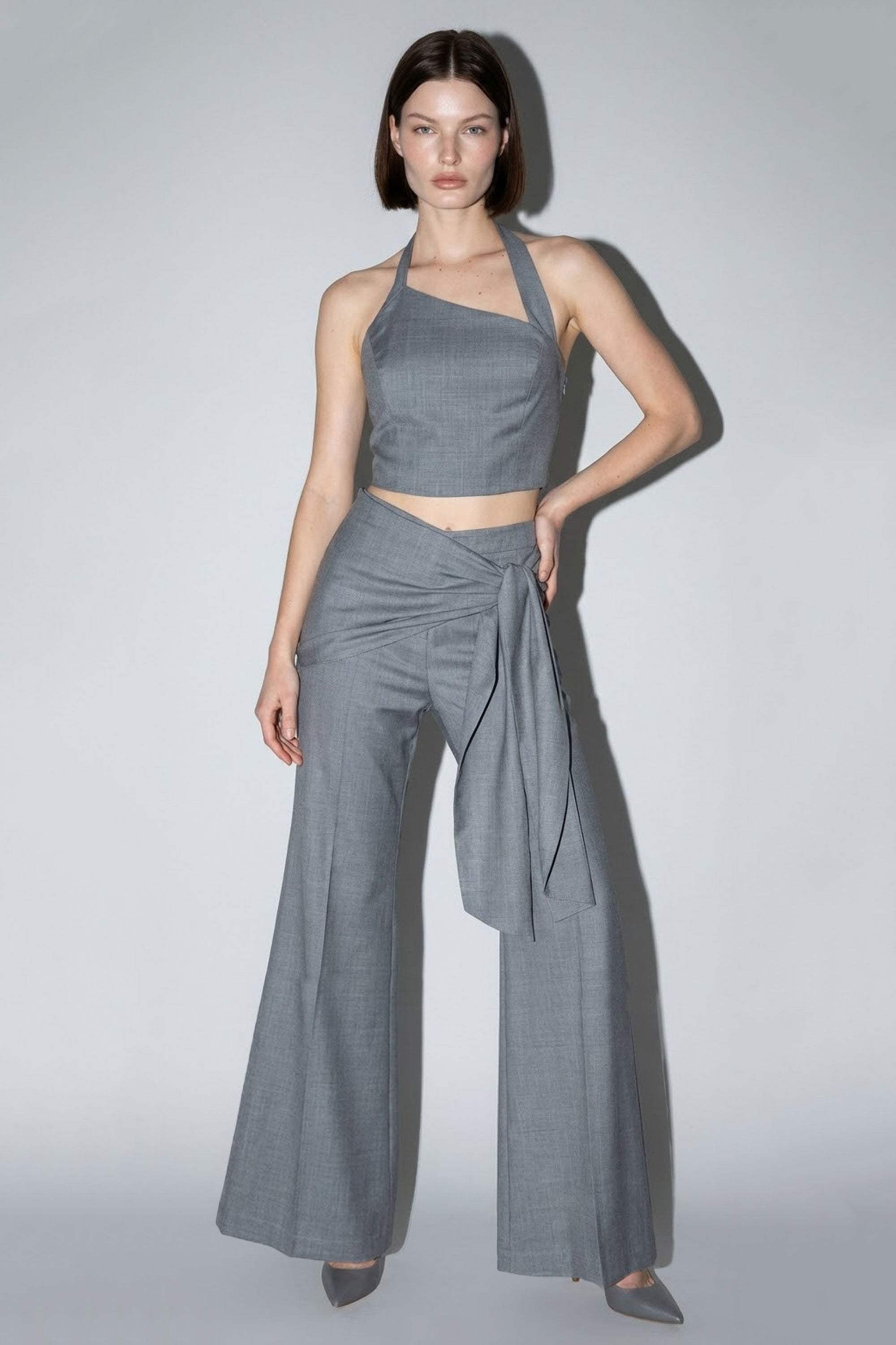 Asymmetrical Halter Wrap Set