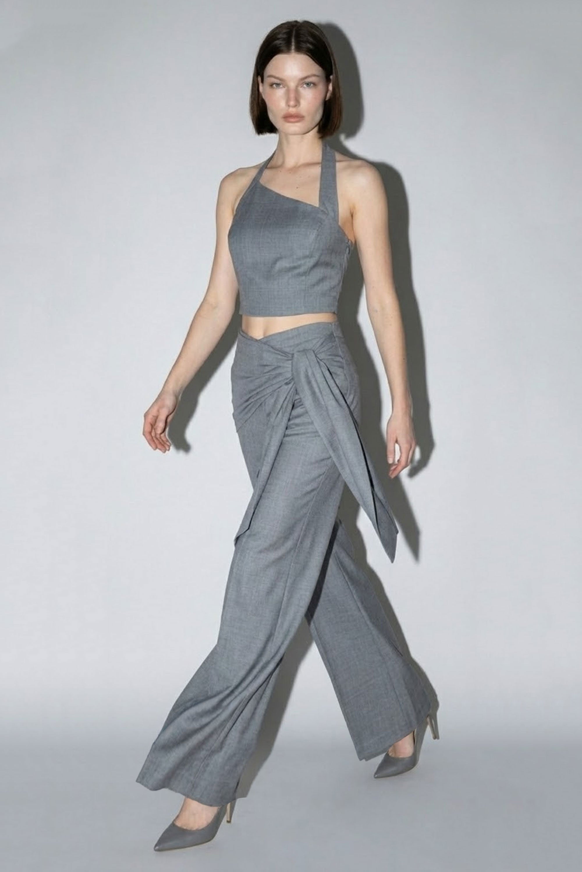 Asymmetrical Halter Wrap Set