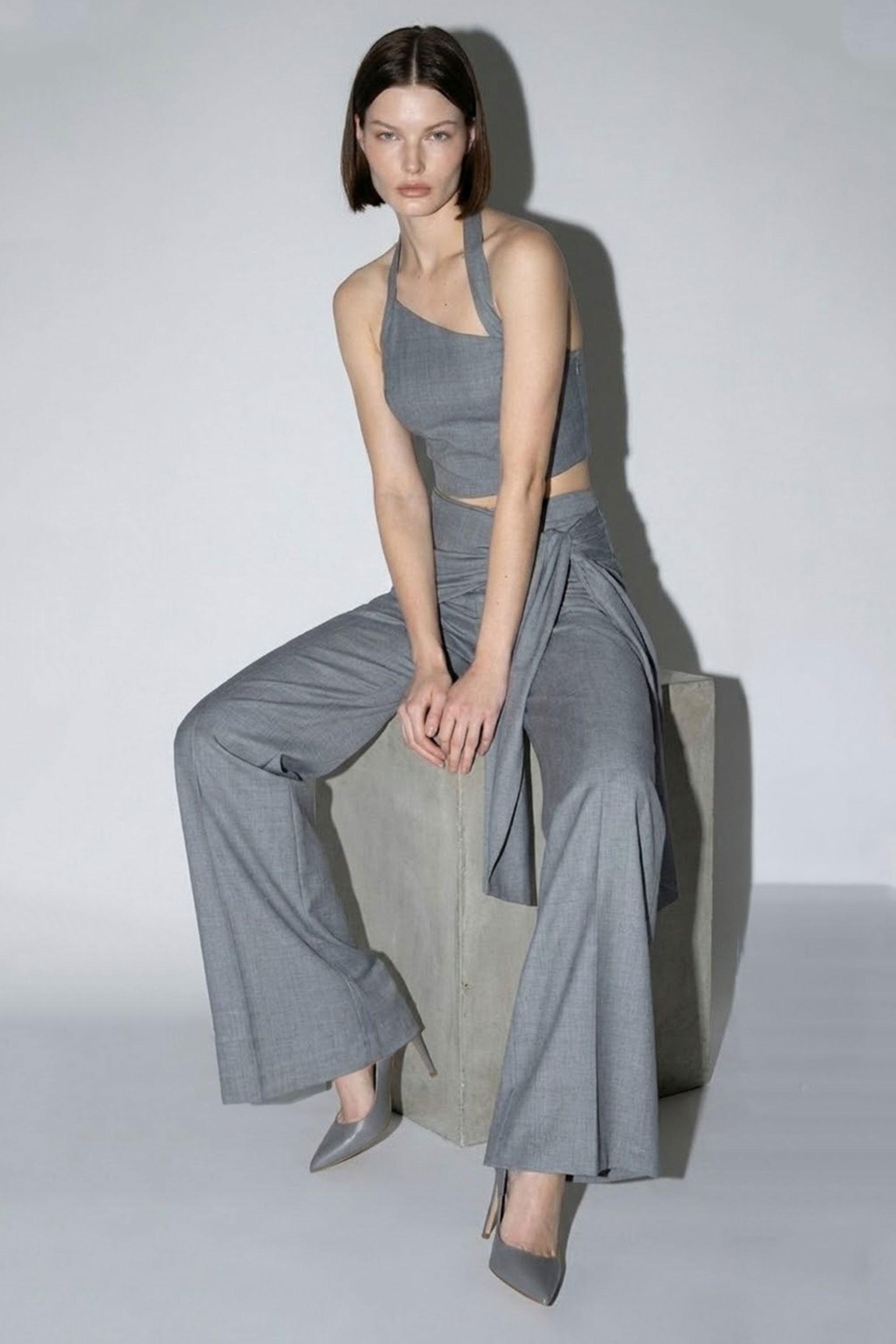 Asymmetrical Halter Wrap Set