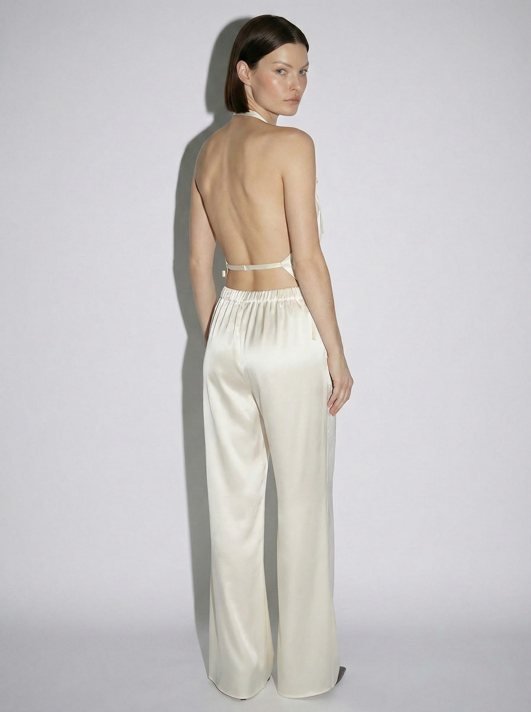 Ivory Satin Bow Detail Halter Set