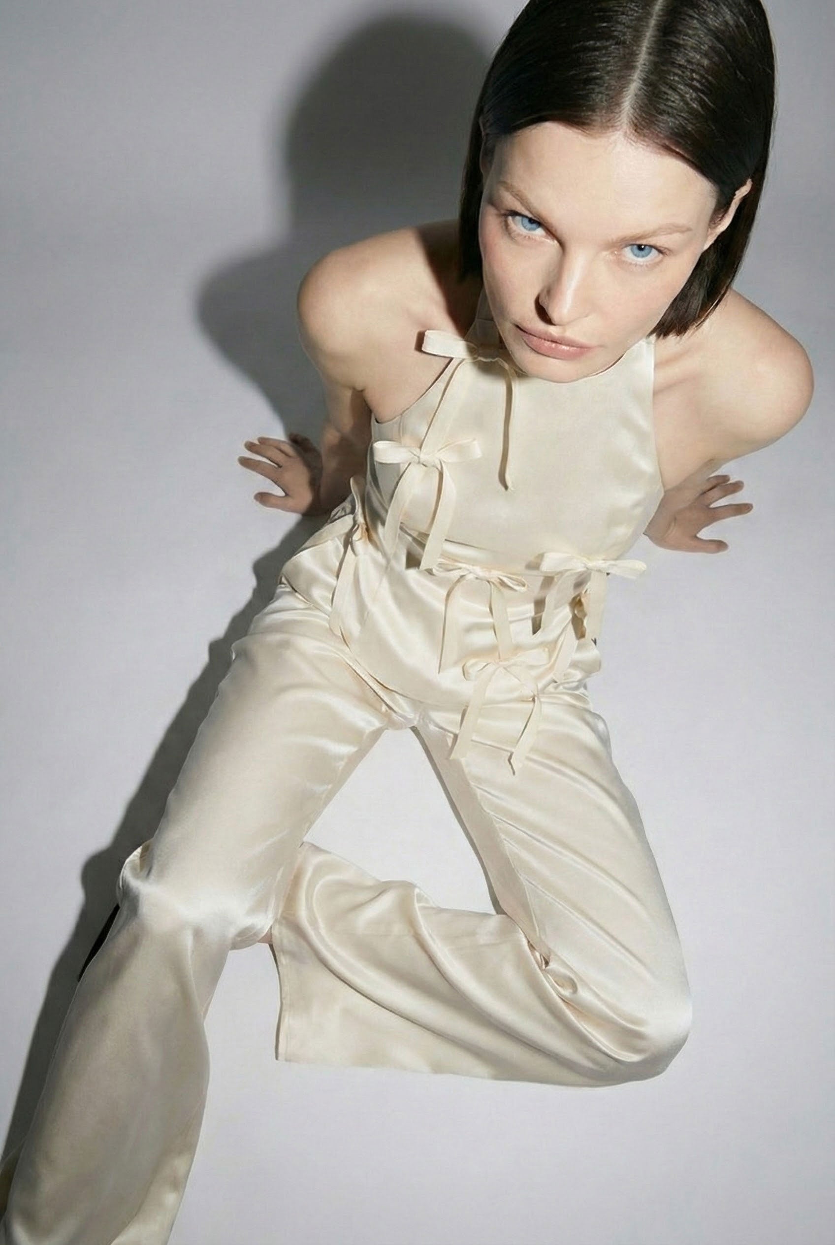 Ivory Satin Bow Detail Halter Set