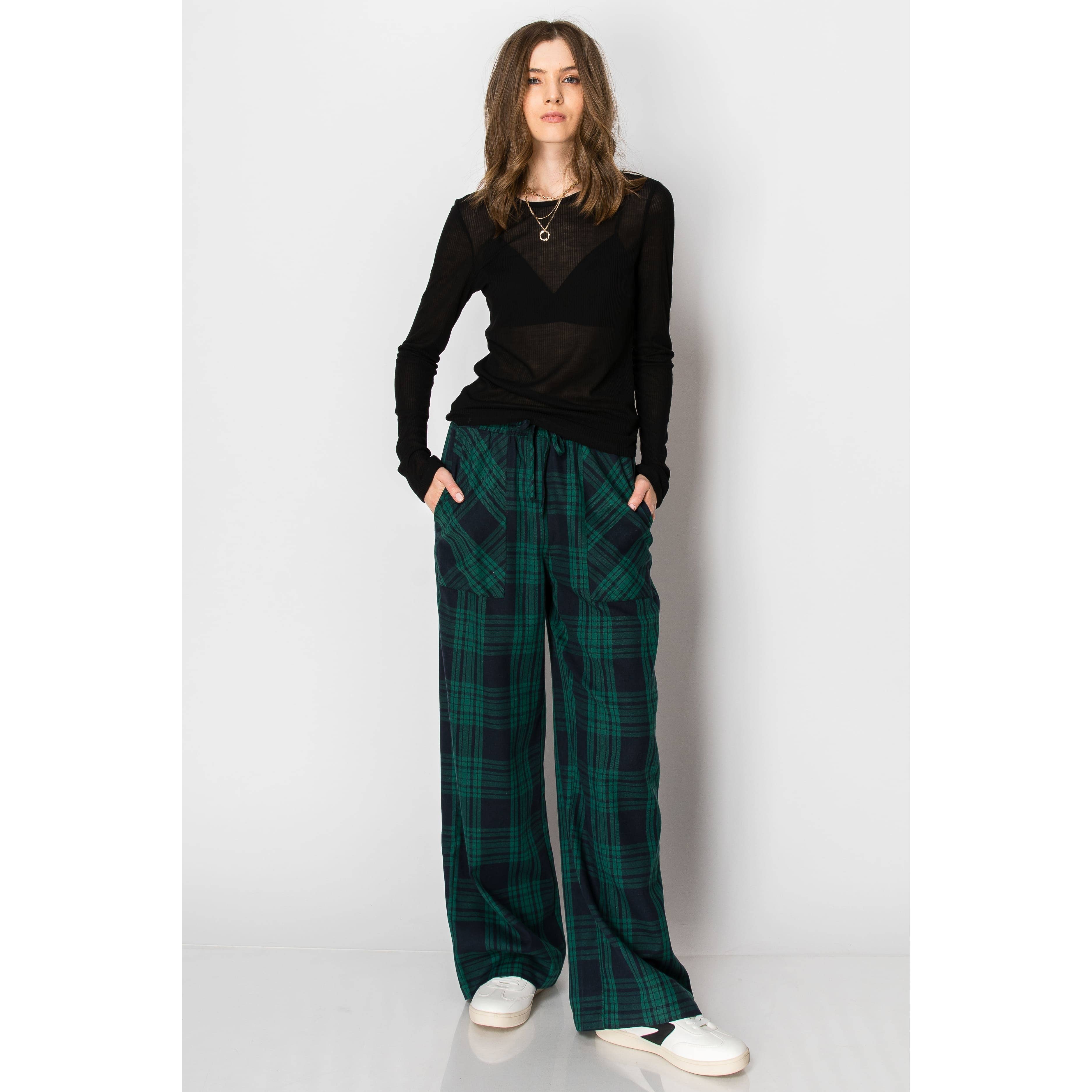 Flannel Plaid Draw String PANTS with Pockets
