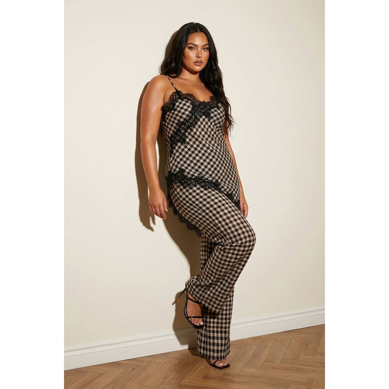 PLUS Gingham Lace Trim Set