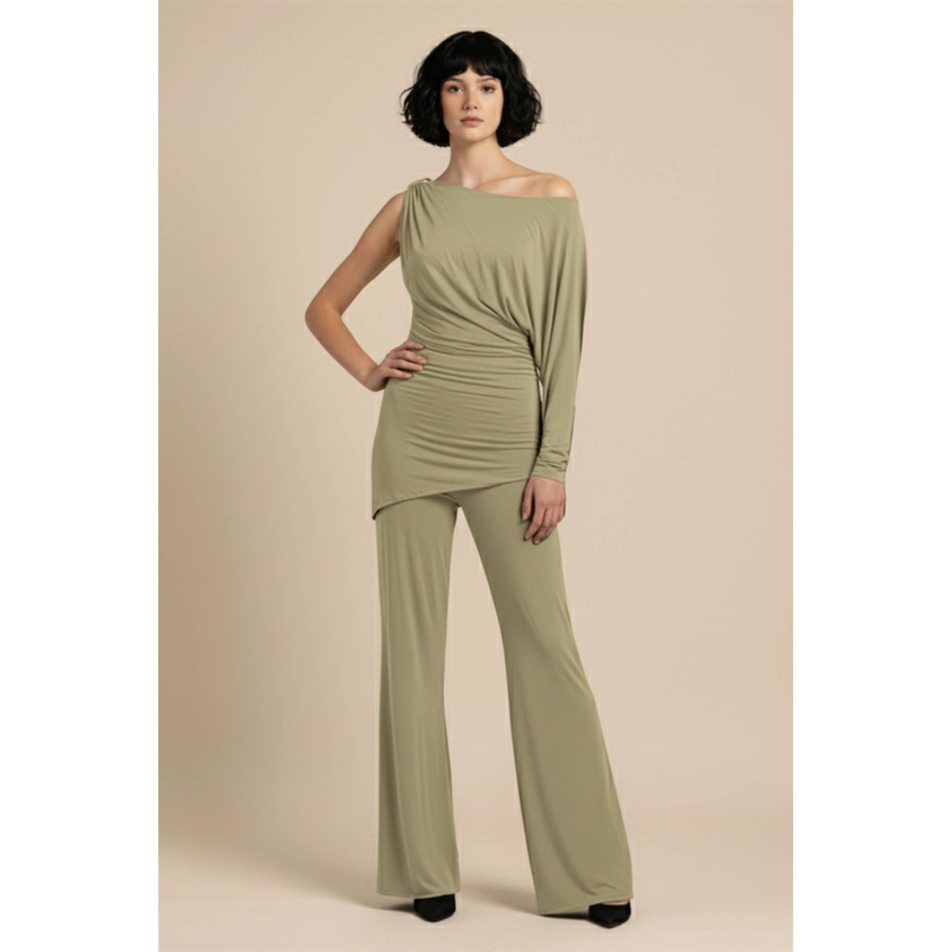 One-Shoulder Drape Top & Pants Set