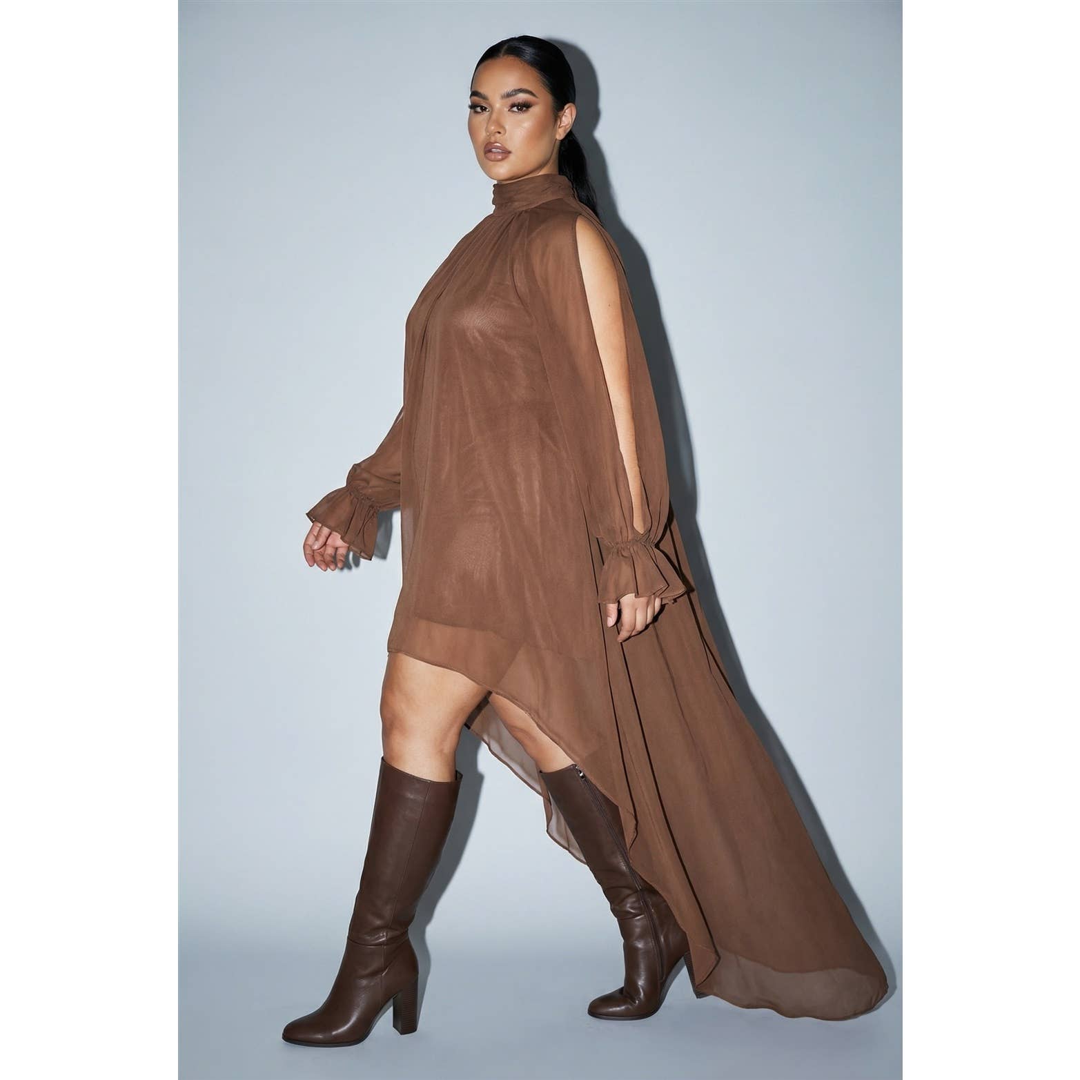 PLUS High-Low Halter Maxi Dress