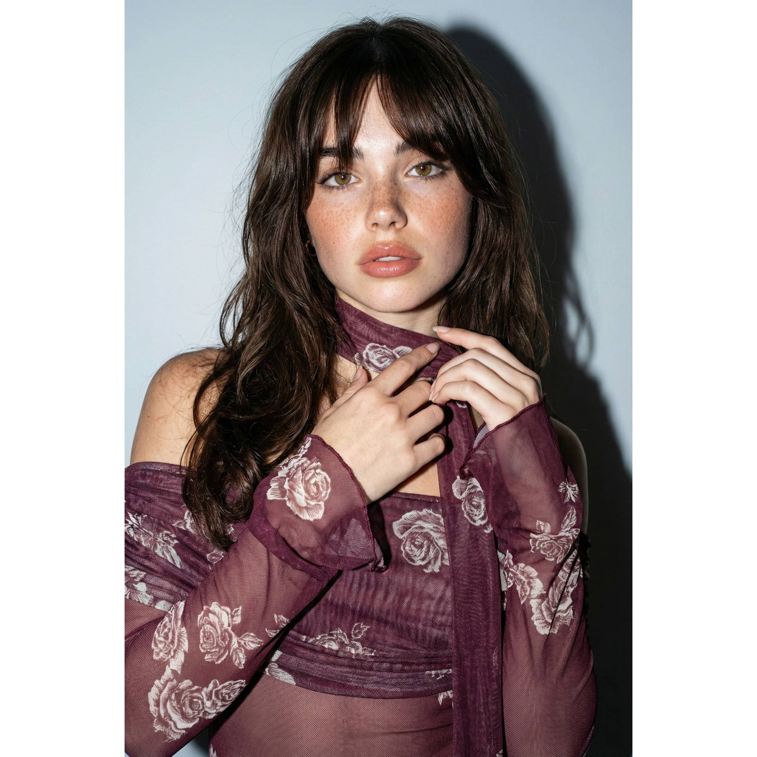 Floral Mesh Off-Shoulder Maxi Dress