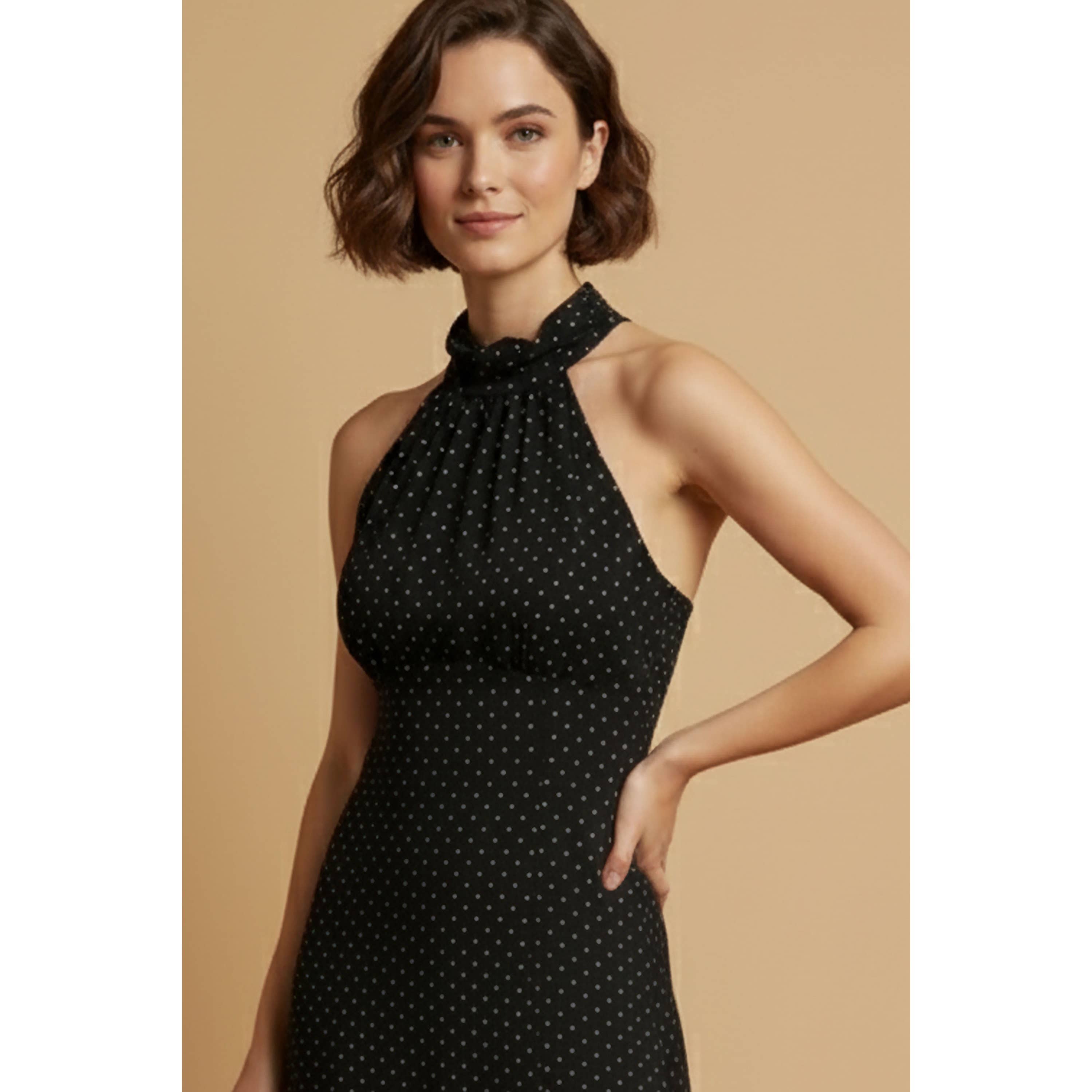 Polka Dot Halter Maxi Dress